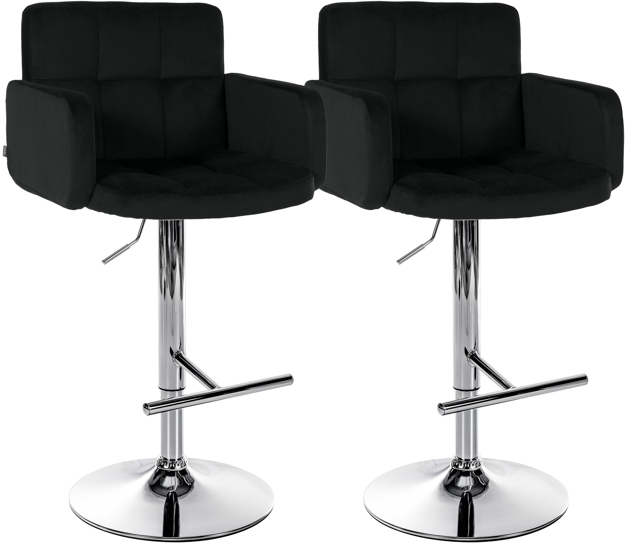 2er Set Barhocker Los Angeles Samt chrom, schwarz