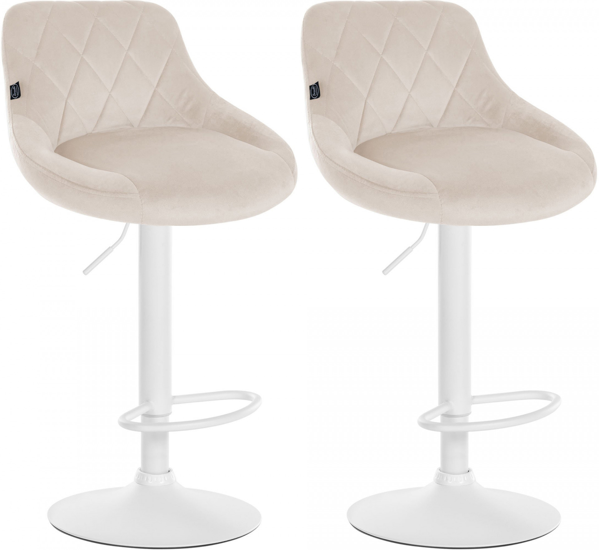 2er Set Barhocker Lazio Samt weiß, creme