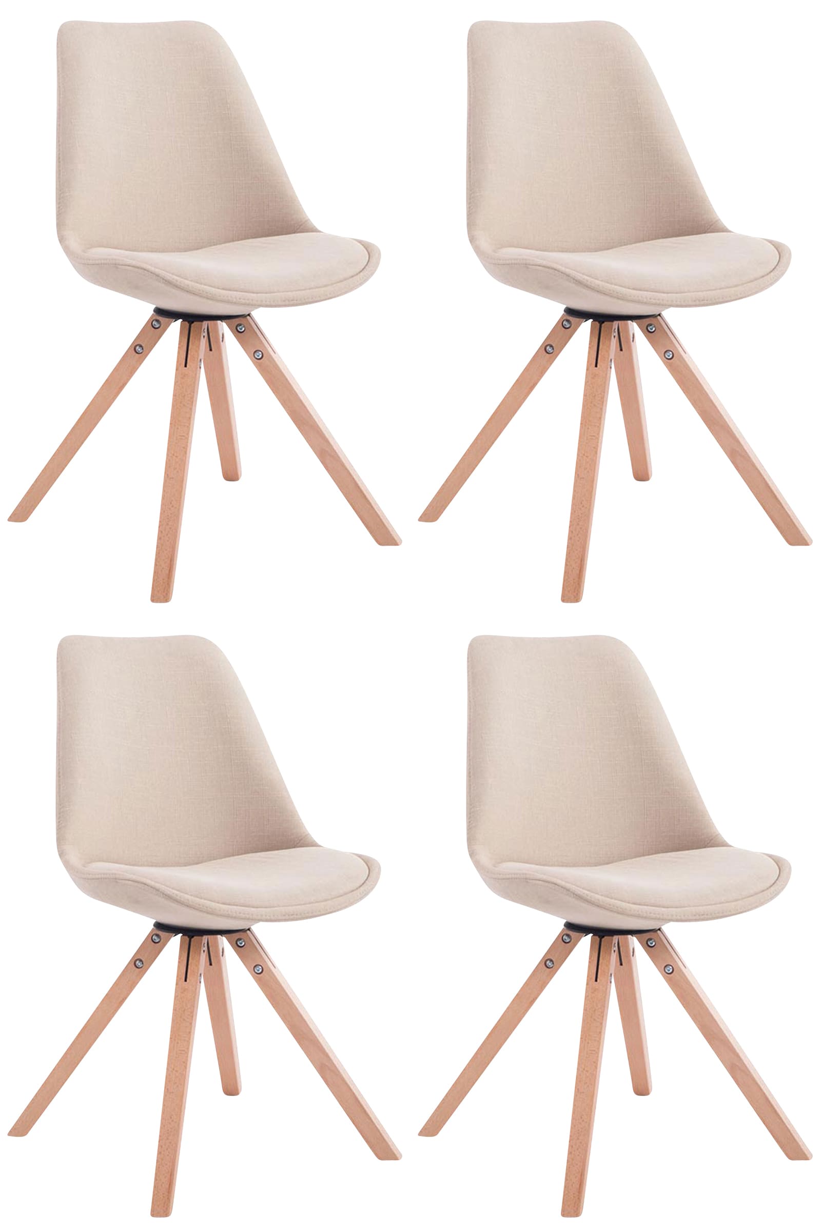 4er Set Besucherstuhl Toulouse Stoff Square Natura, creme
