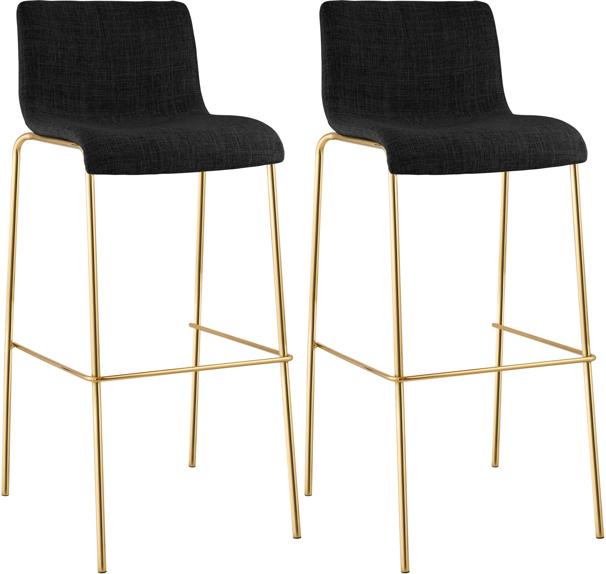 2er Set Barhocker Hoover Stoff 4-Fuß Gold, dunkelgrau
