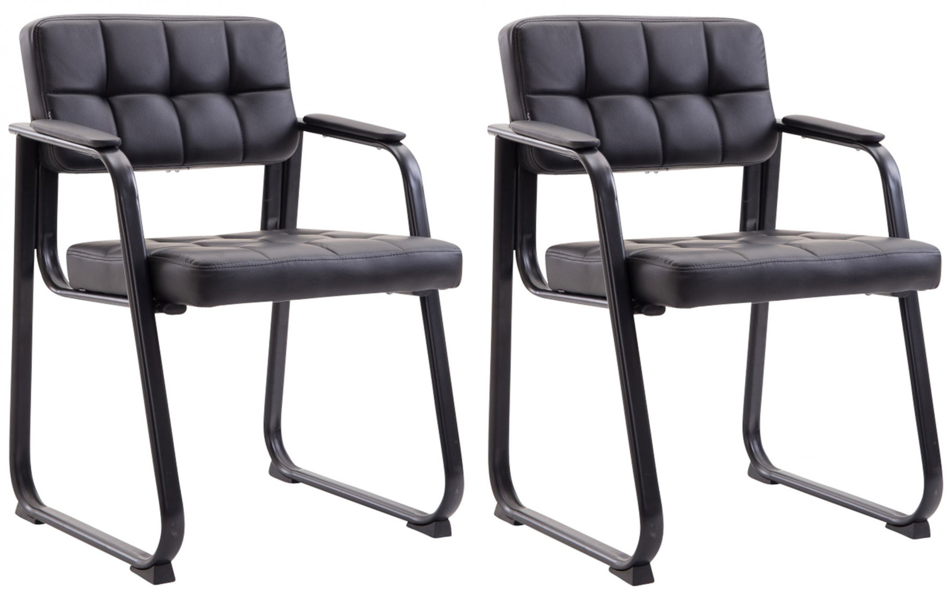 2er Set Besucherstühle Canada B Kunstleder, schwarz