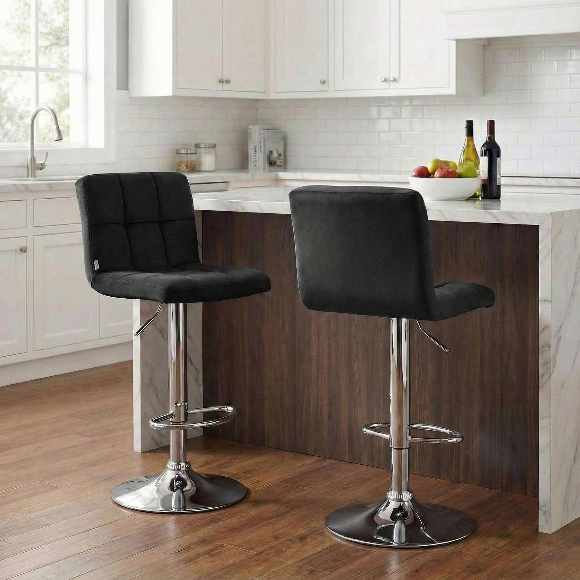 Barhocker Peru Samt chrom, schwarz