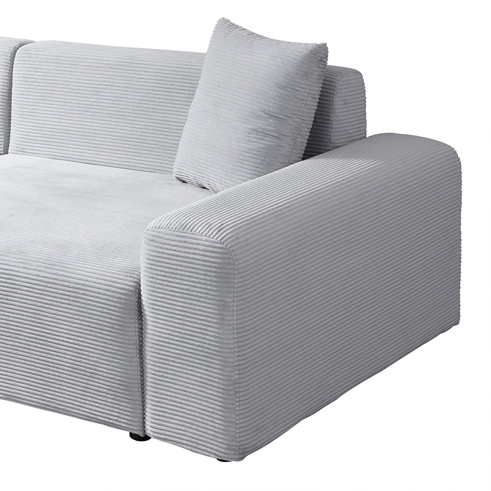Ecksofa AMELIO Cord Grau Links - 240 x 178 cm