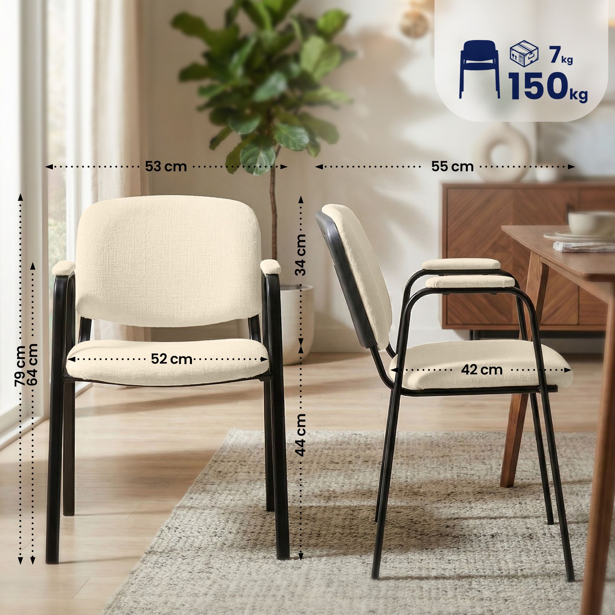 Besucherstuhl Ken PRO Stoff, creme