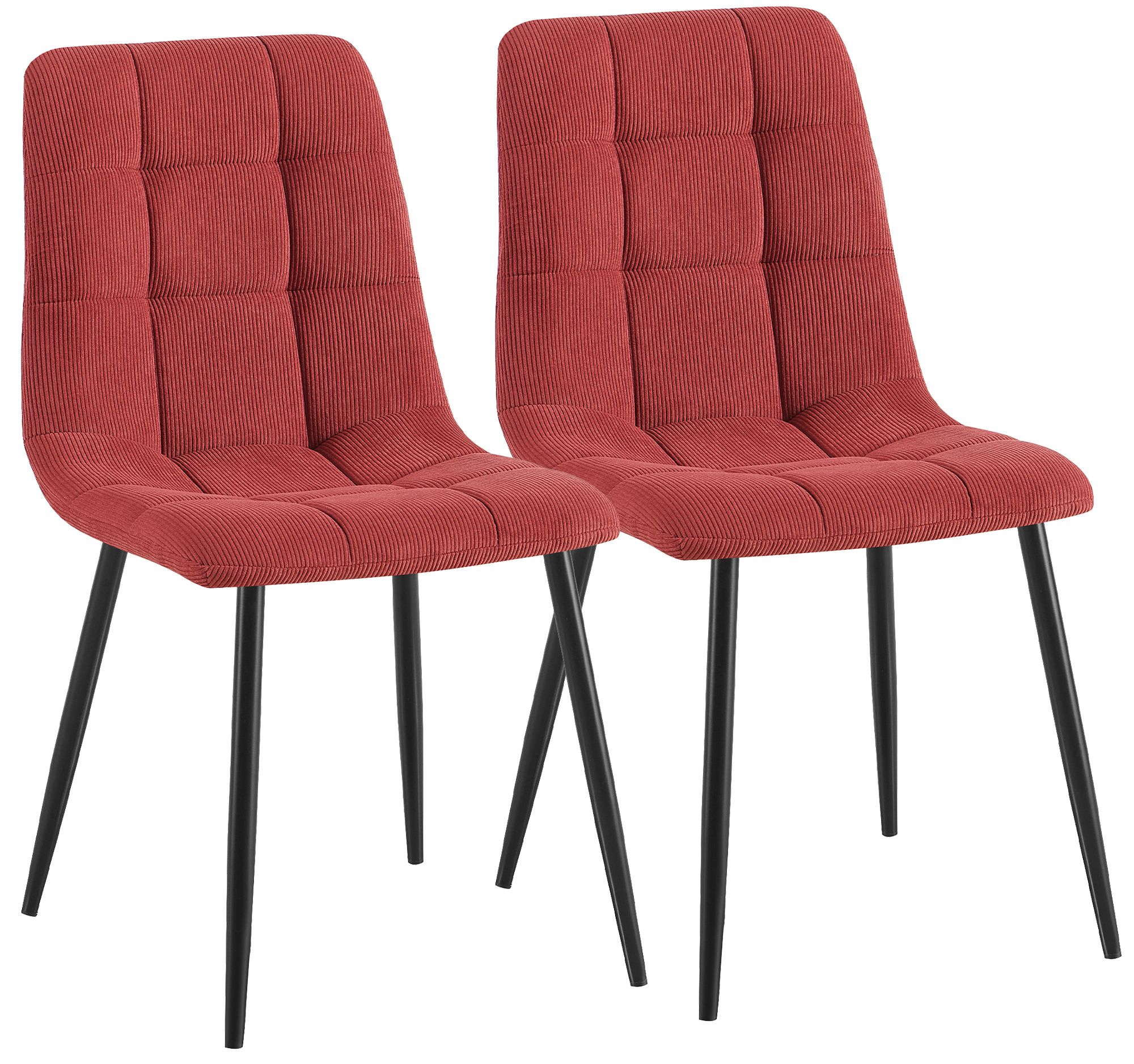 2er Set Esszimmerstuhl Antibes Cord, bordeauxrot