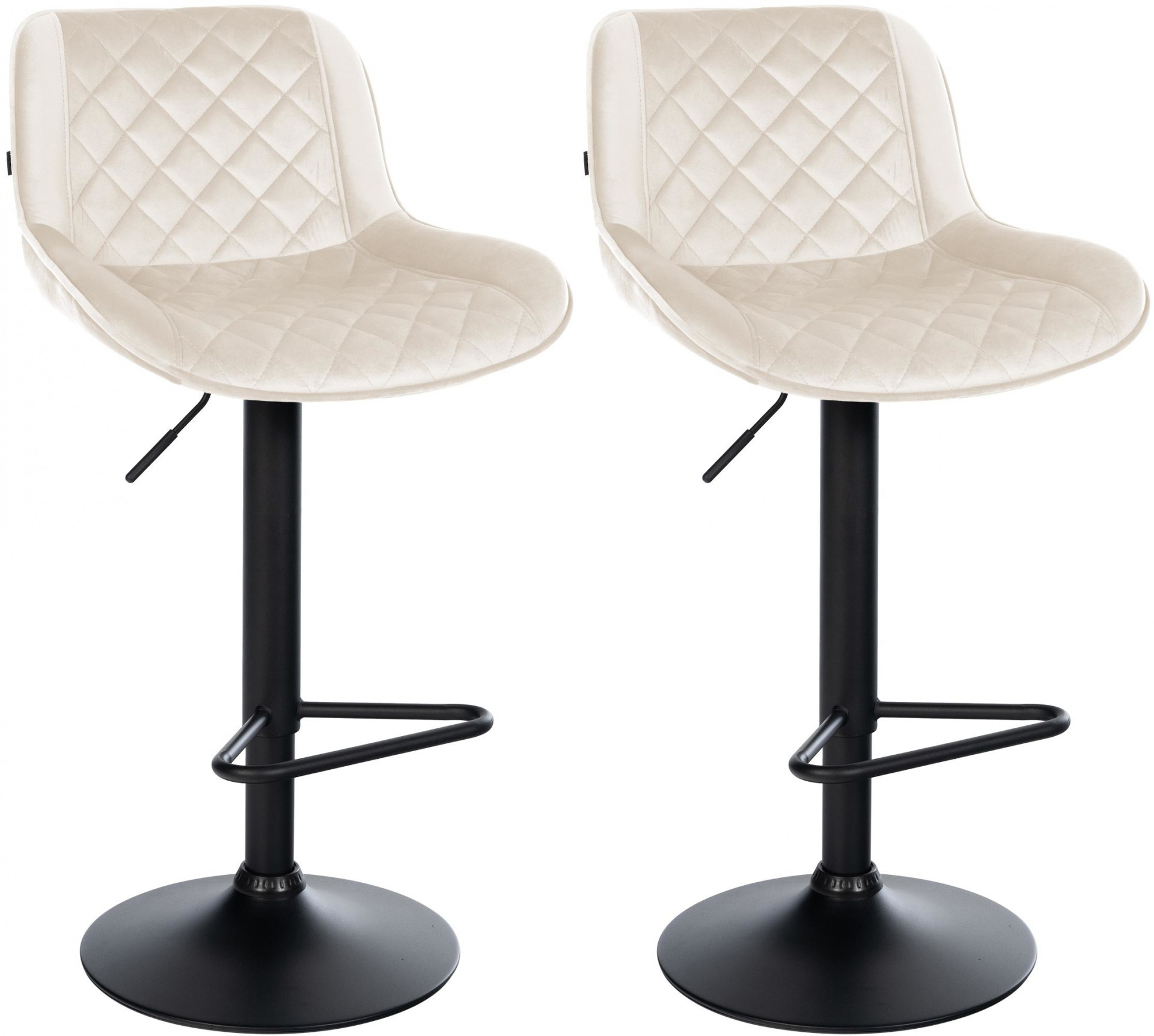 2er Set Barhocker Kasson Samt, creme