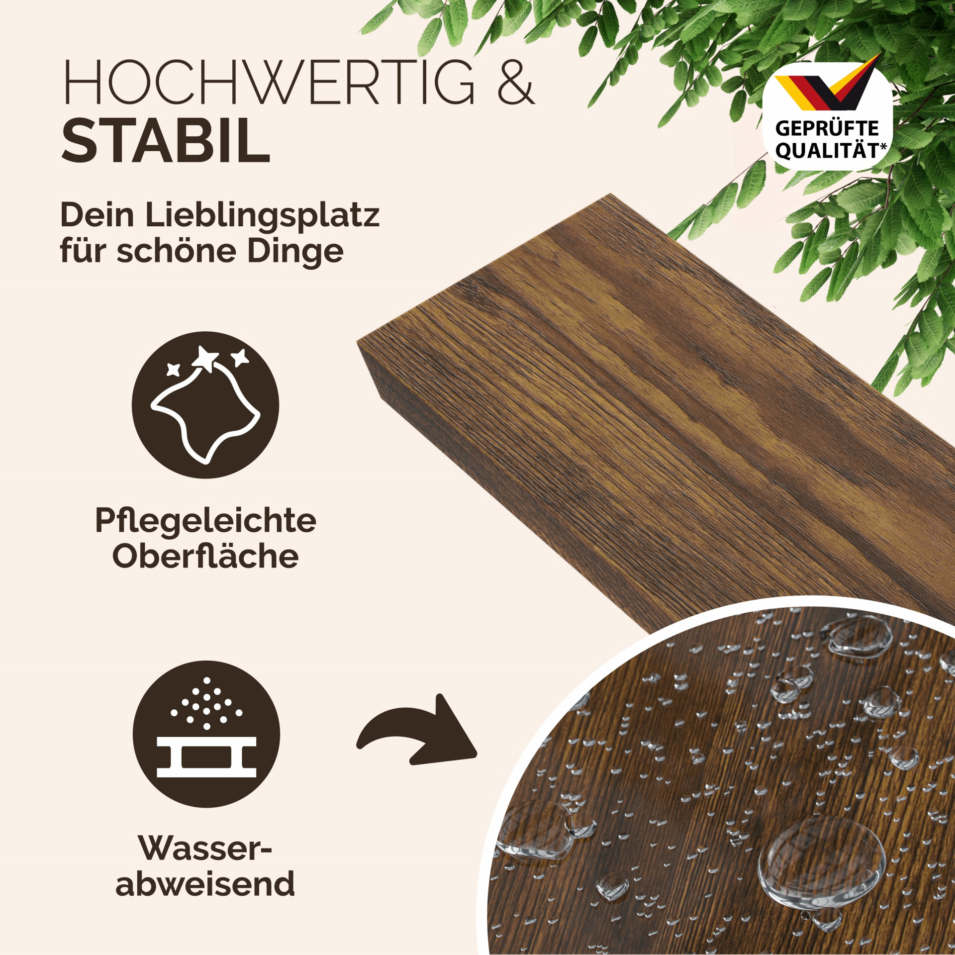 Wandregal Schweberegal 110cm Eiche dunkel + Halterung