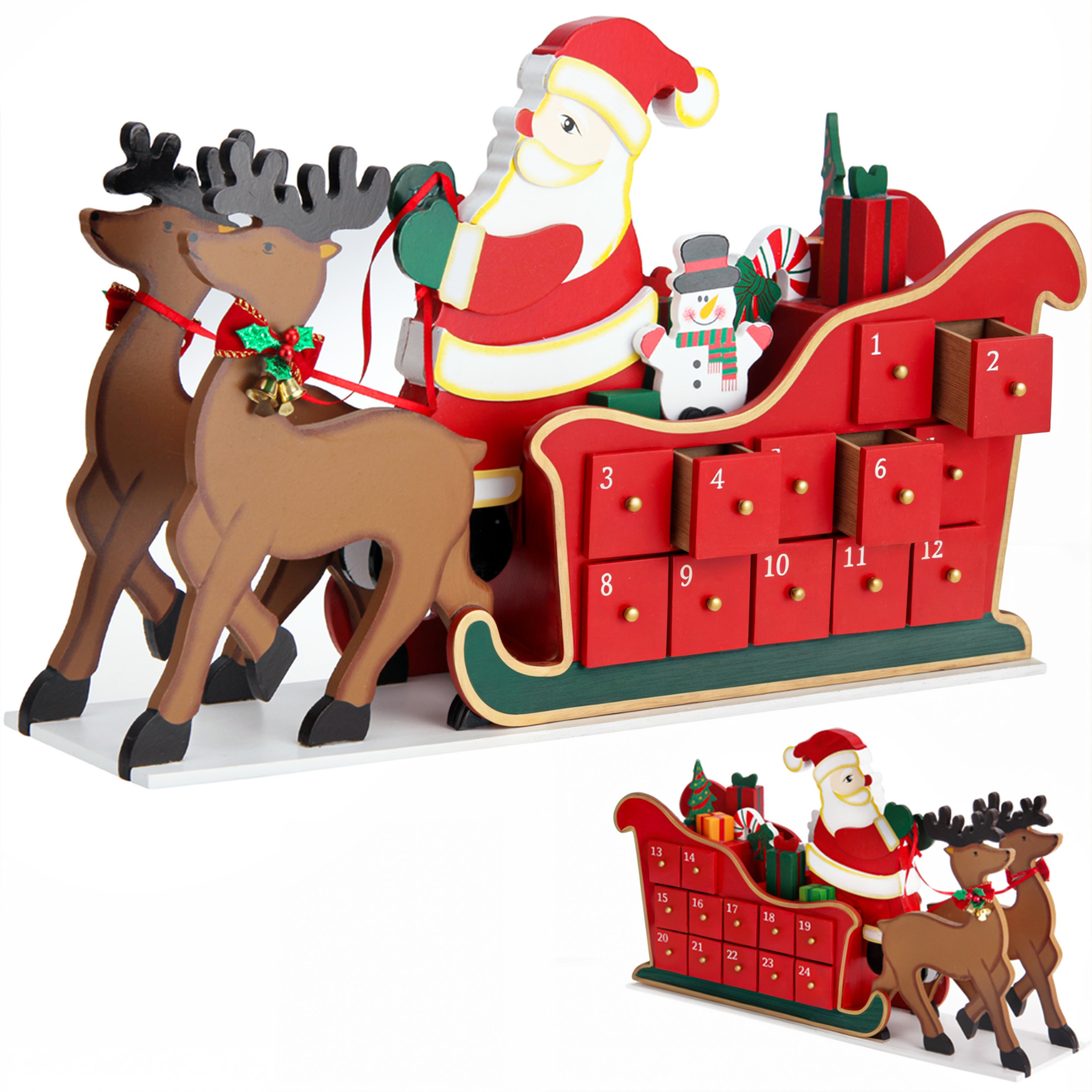 Adventskalender Schlitten Holz