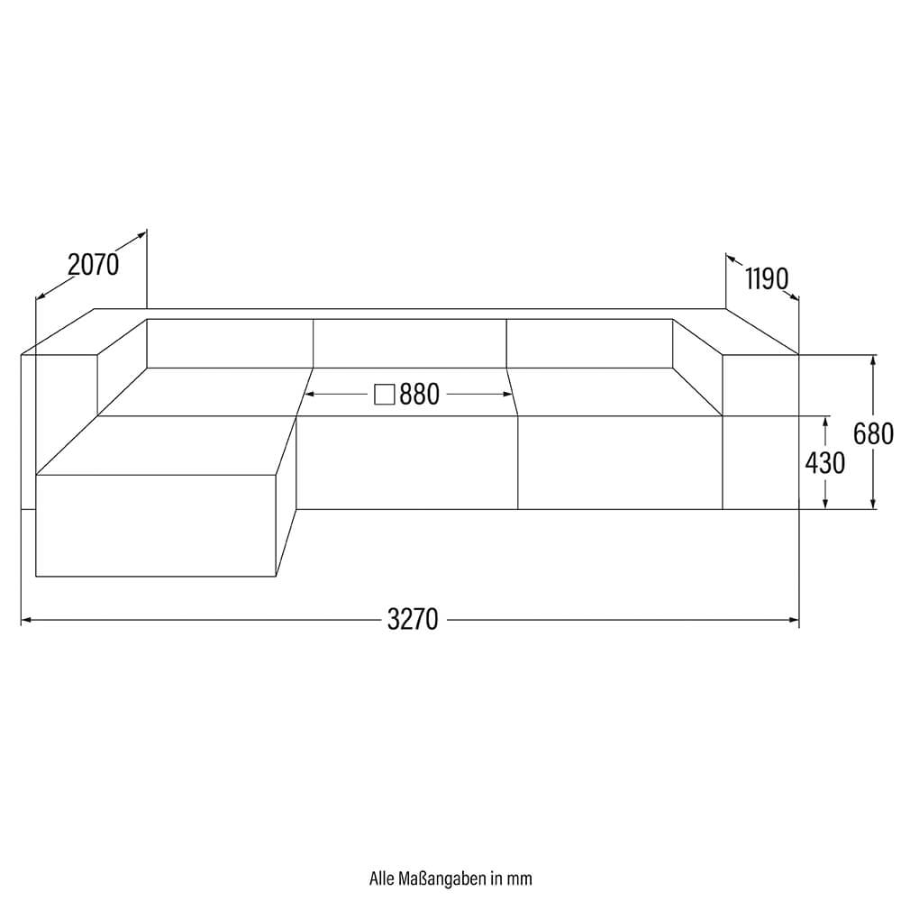 Modulares Sofa VERONA L - 327 x 207 cm Hellgrau