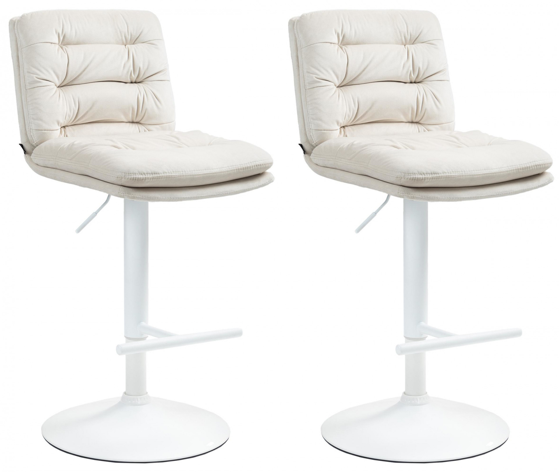 2er Set Barhocker Damar Samt weiß, creme