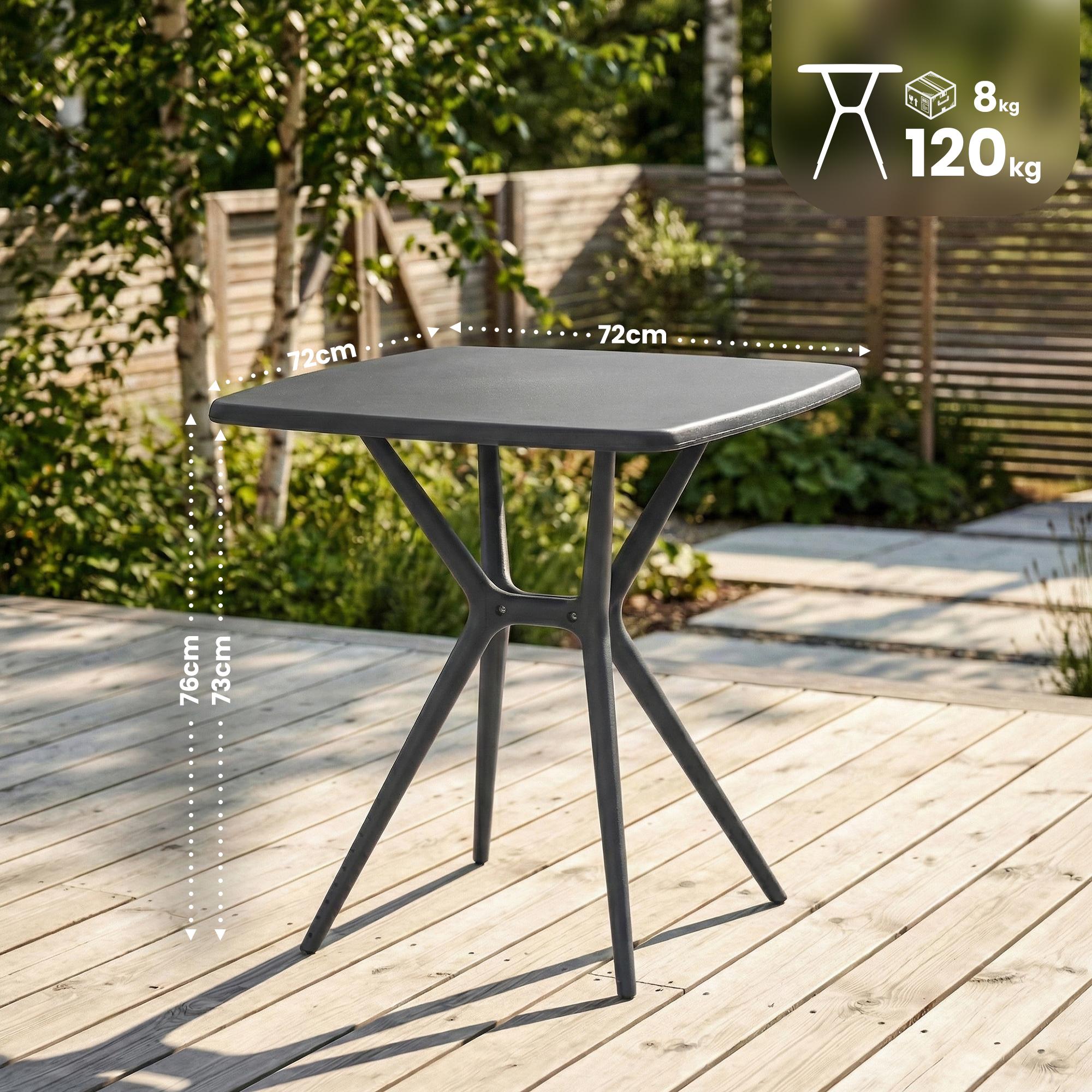 Tisch Becky eckig 72 x 72 cm, dunkelgrau