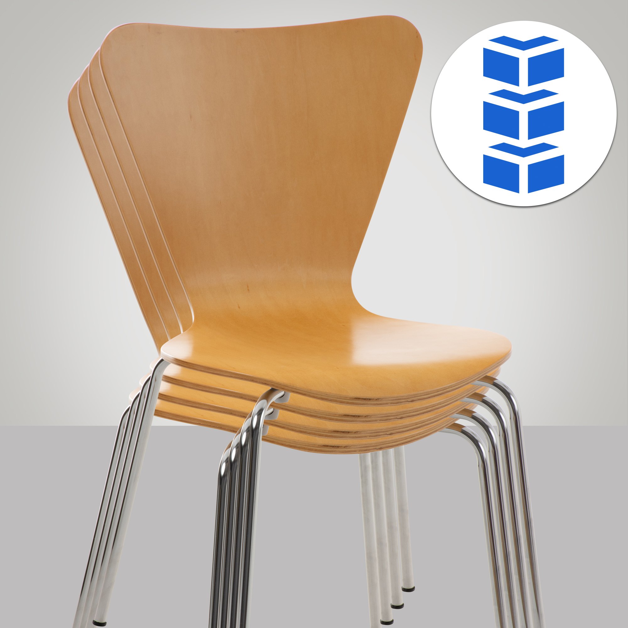 4er Set Besucherstuhl Calisto, natura