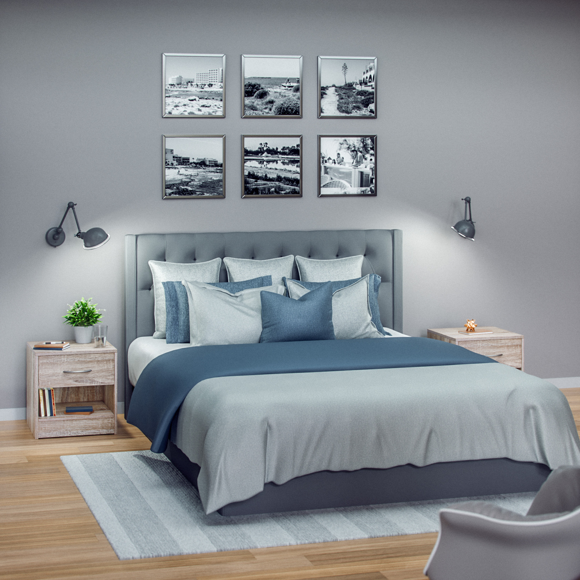 Nachttisch Kiel 2er-Set Eiche 41x39x28cm