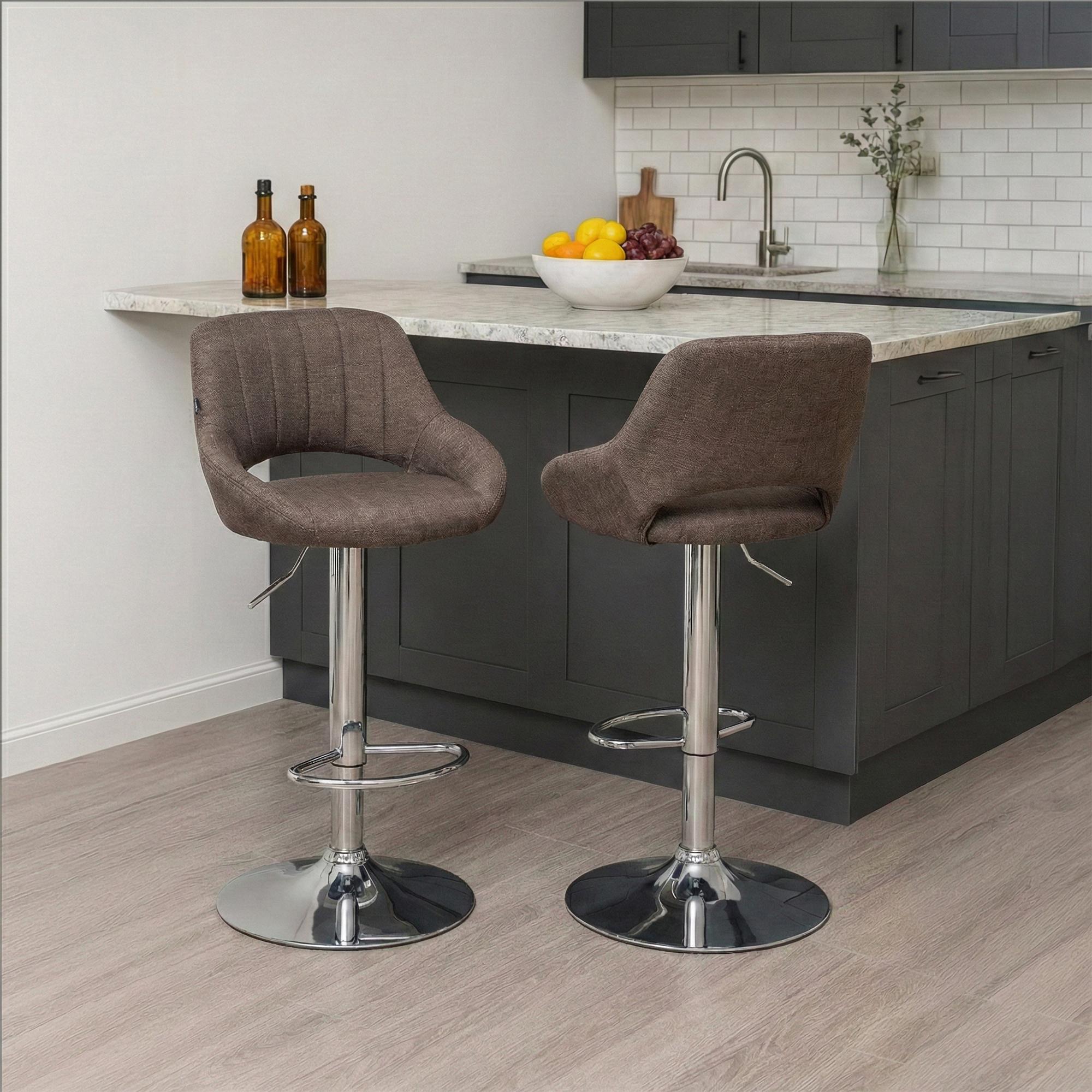 2er Set Barhocker Milet Stoff C, braun