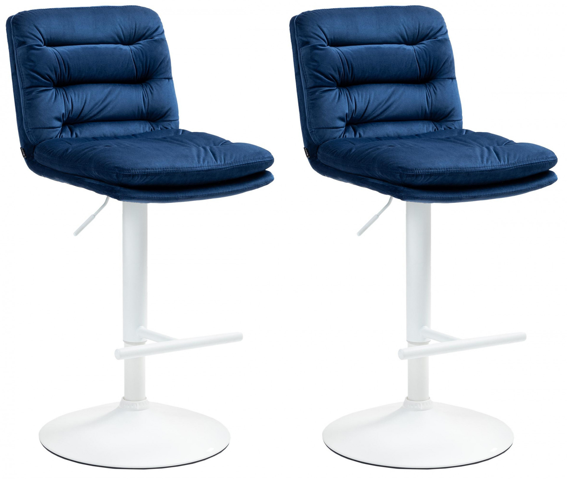 2er Set Barhocker Damar Samt weiß, blau