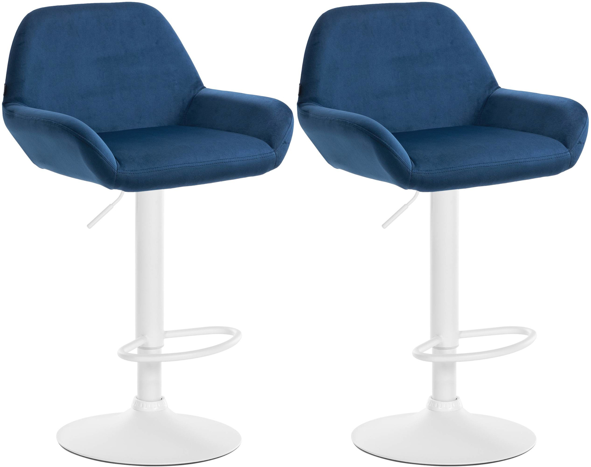 2er Set Barhocker Braga Samt weiß, blau