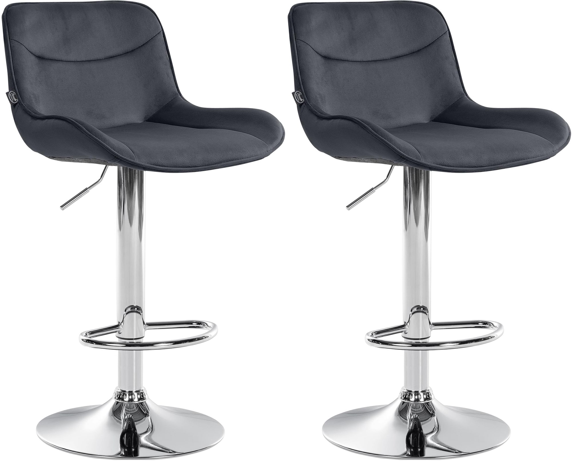 2er Set Barhocker Vonore Samt chrom, schwarz
