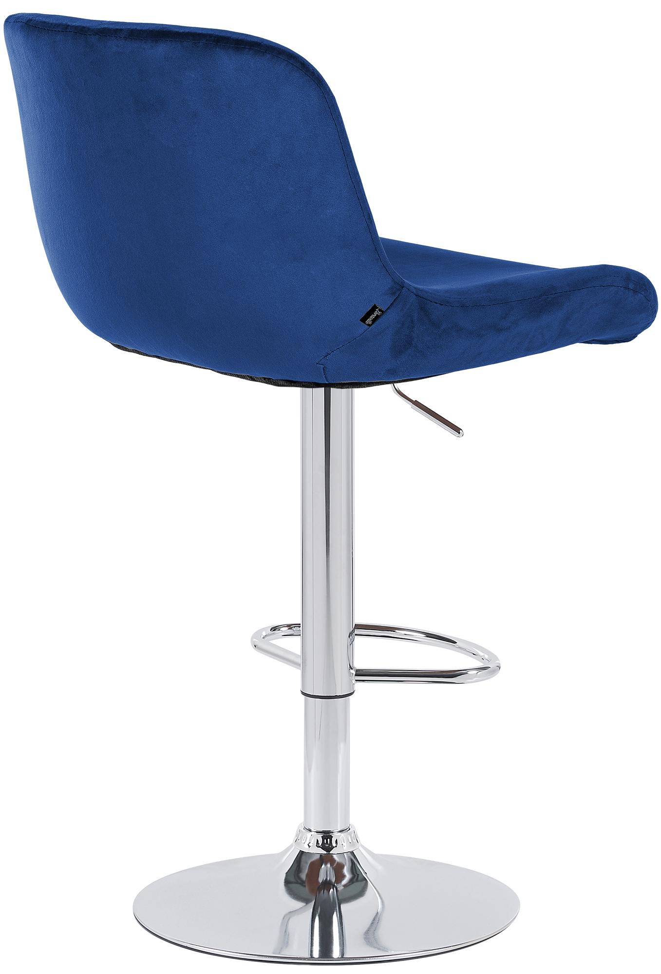 2er Set Barhocker Solon Chrom Samt, blau