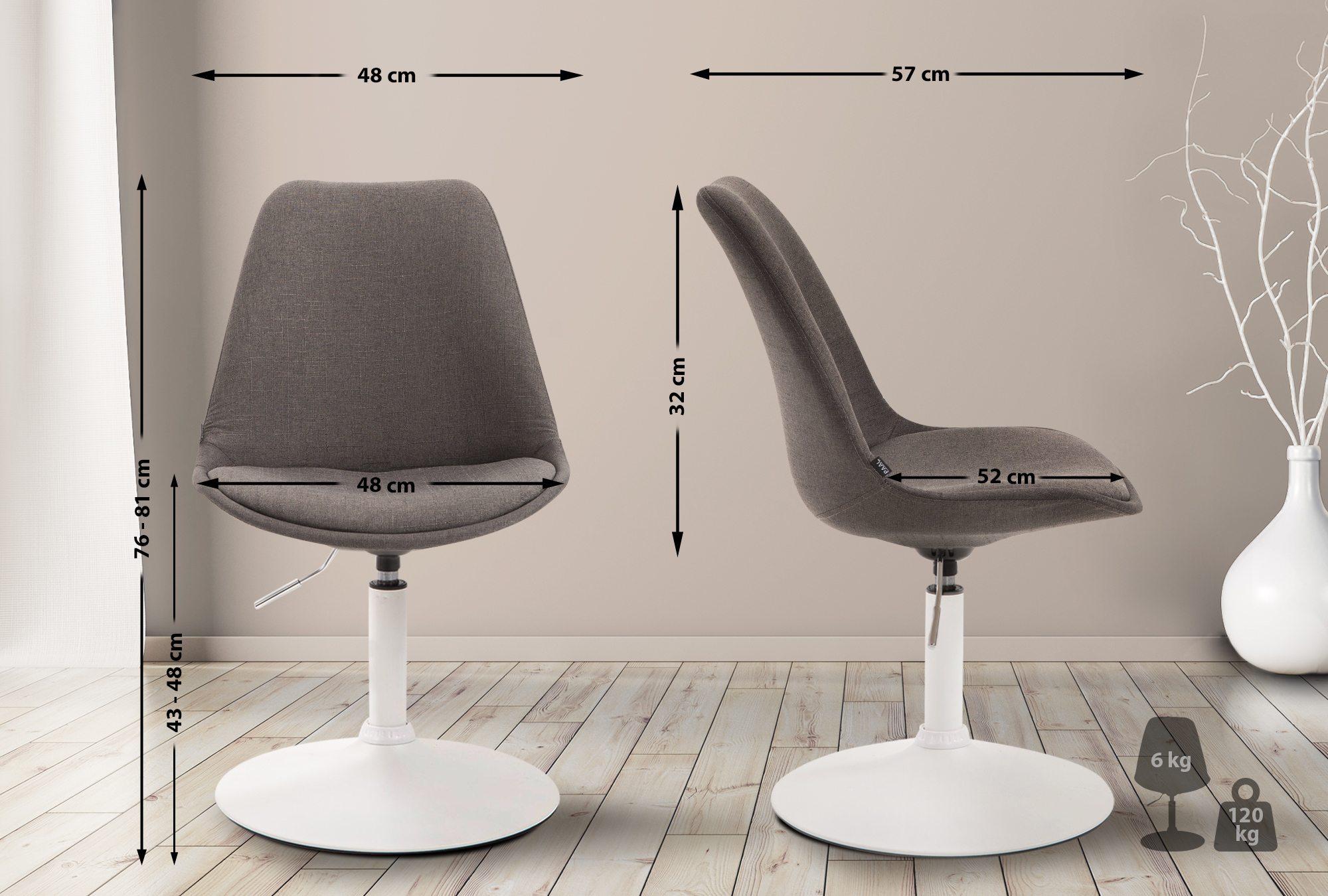 Stuhl Maverick W Stoff, dunkelgrau