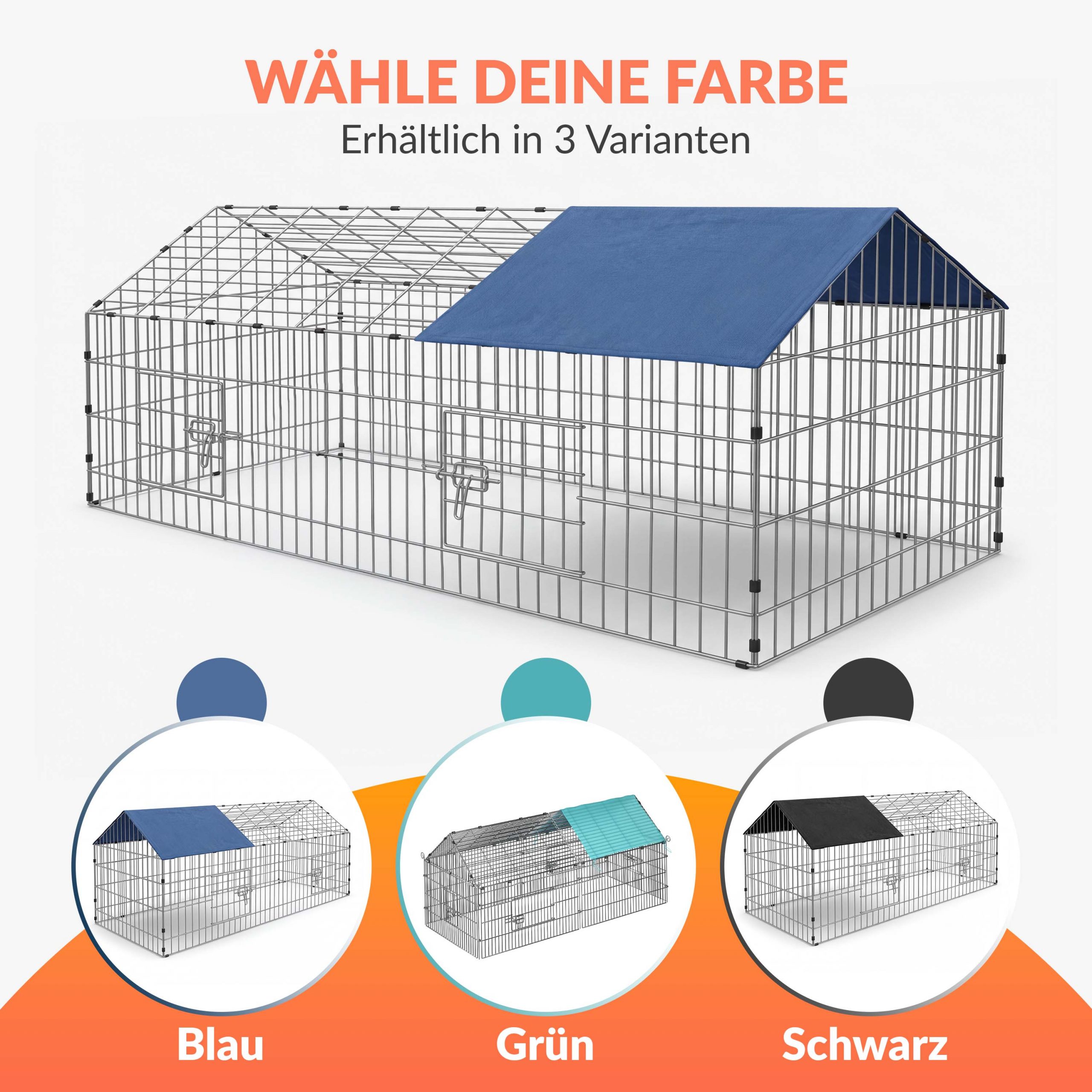 Kaninchen-Freilaufgehege Blau 180x75x75cm Sonnenschutz