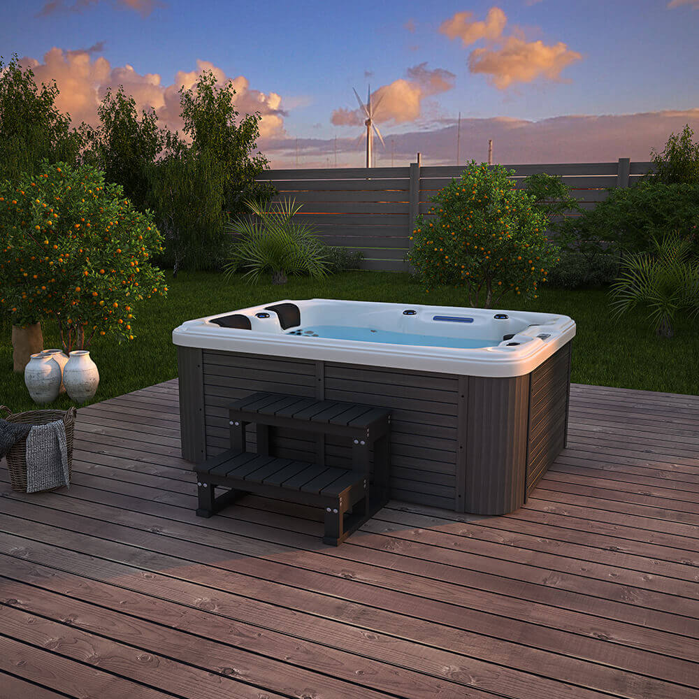 Outdoor Whirlpool BEACH - Mit Treppe und Thermoabdeckung