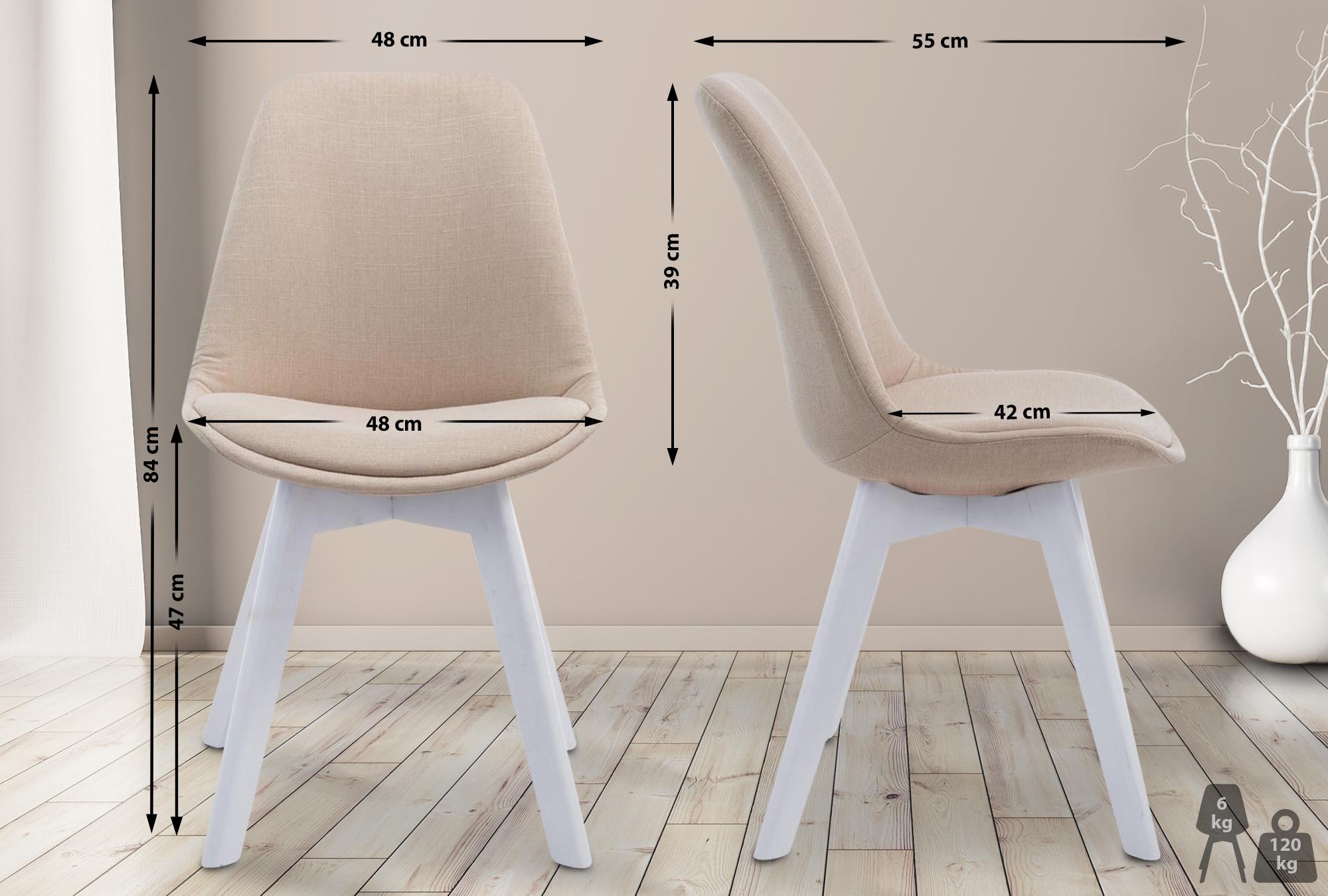 Besucherstuhl Borneo V2 Weiß Stoff, creme