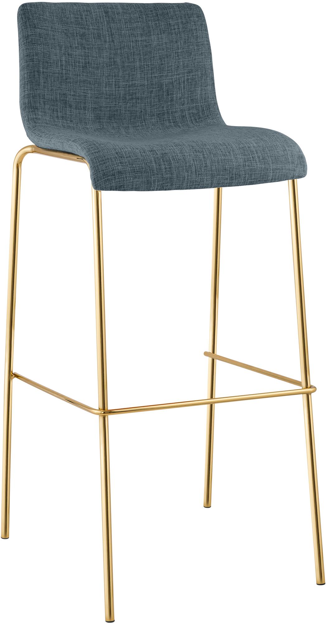 Barhocker Hoover Stoff 4-Fuß Gold, blau