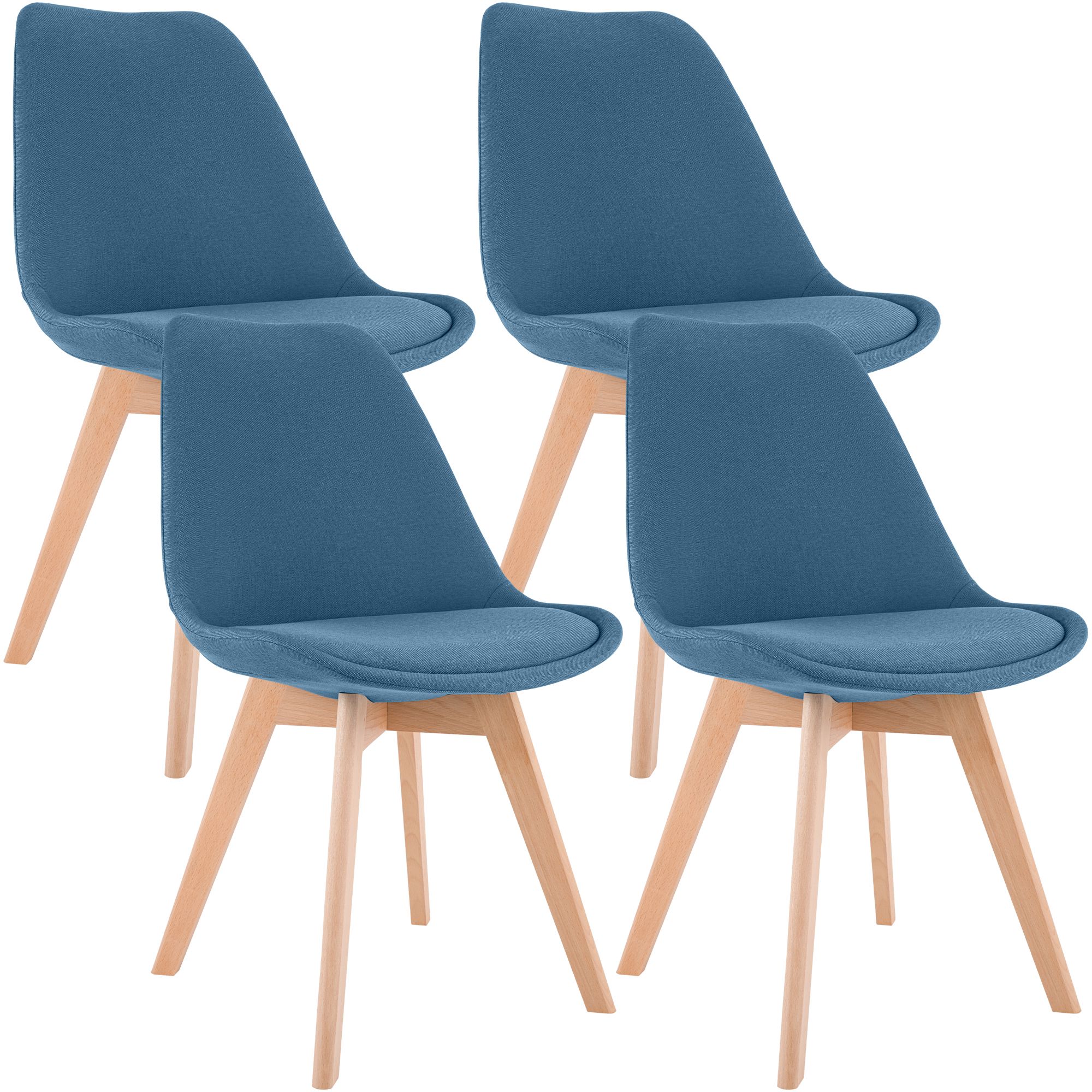 4er Set Stuhl Linares Stoff, blau