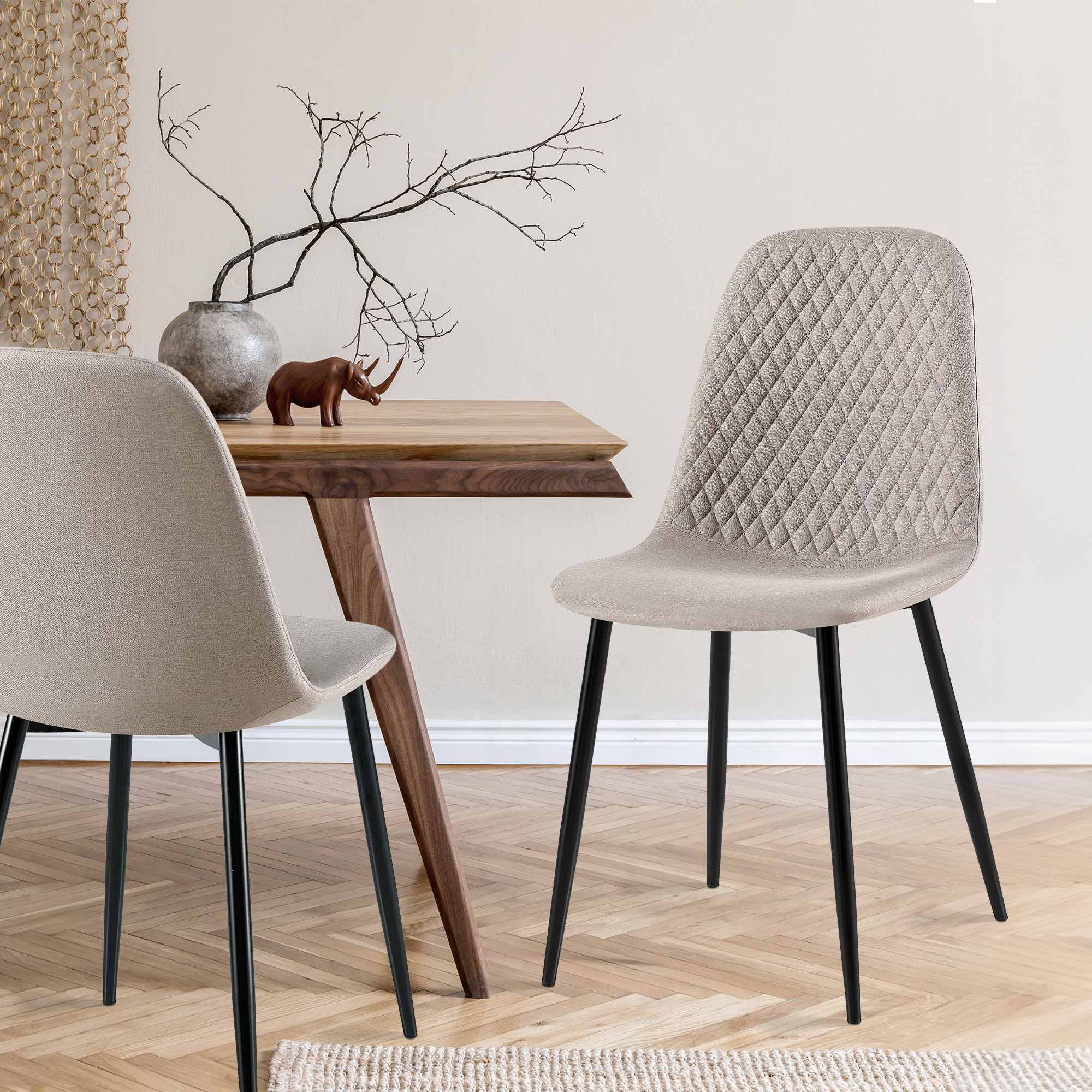 4er Set Stühle Giverny Stoff, grau