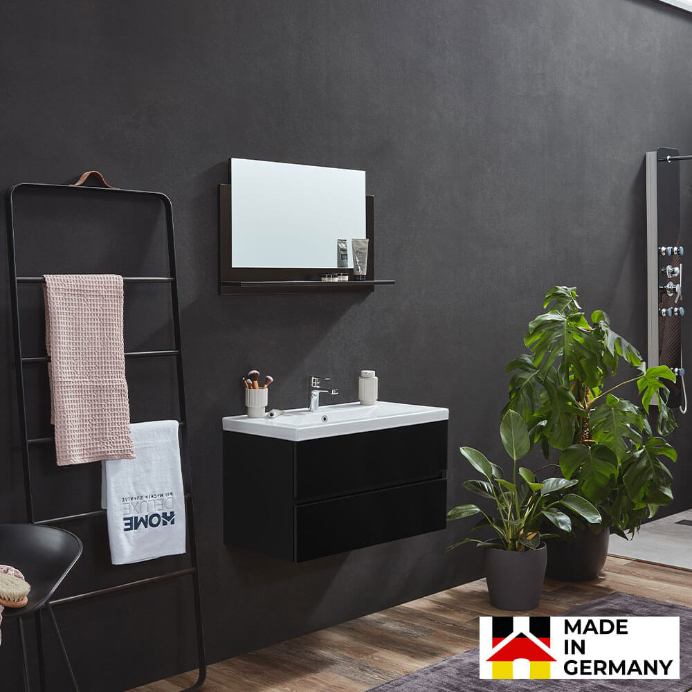 Badmöbel Komplettset WANGEROOGE BIG DELUXE M - Schwarz Made in Germany