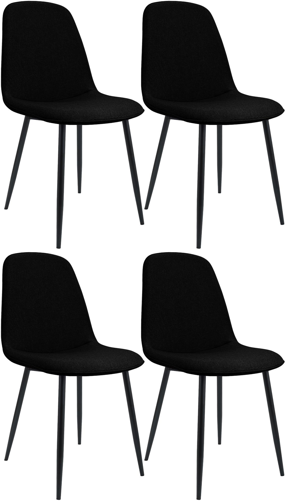 4er Set Esszimmerstuhl Maryam Stoff, schwarz