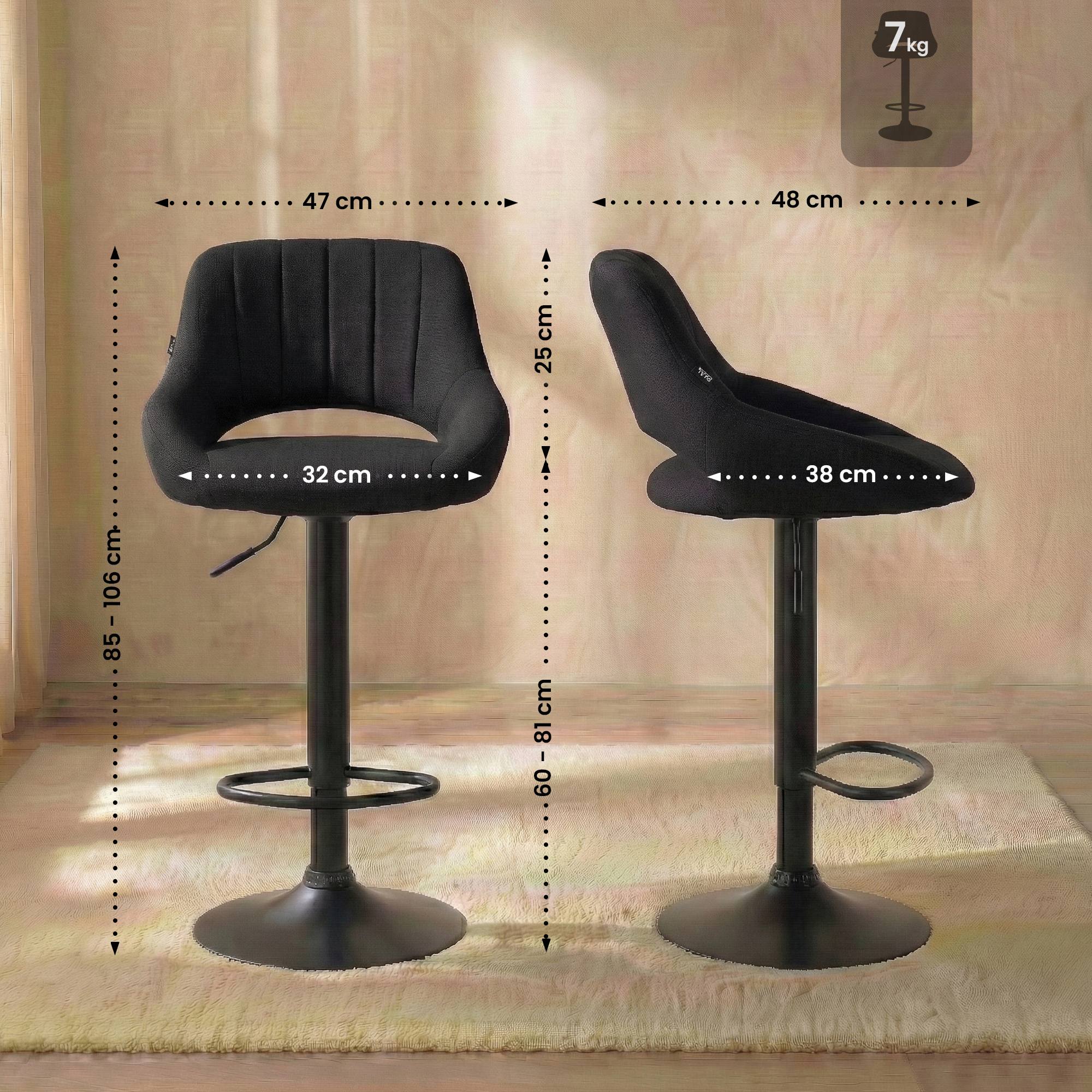Barhocker Milet Stoff schwarz, schwarz