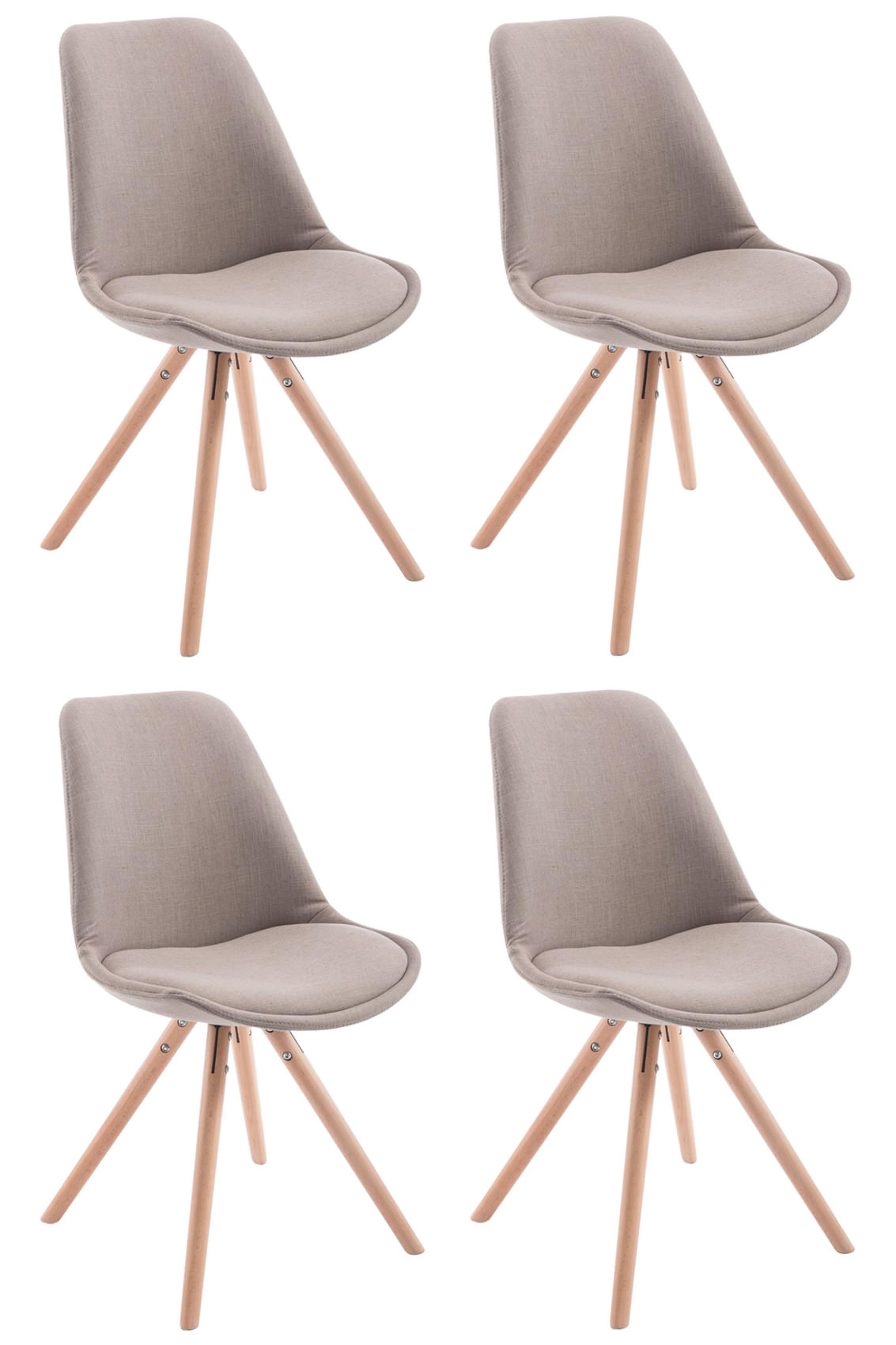 4er Set Stühle Toulouse Stoff Natura Rund, taupe