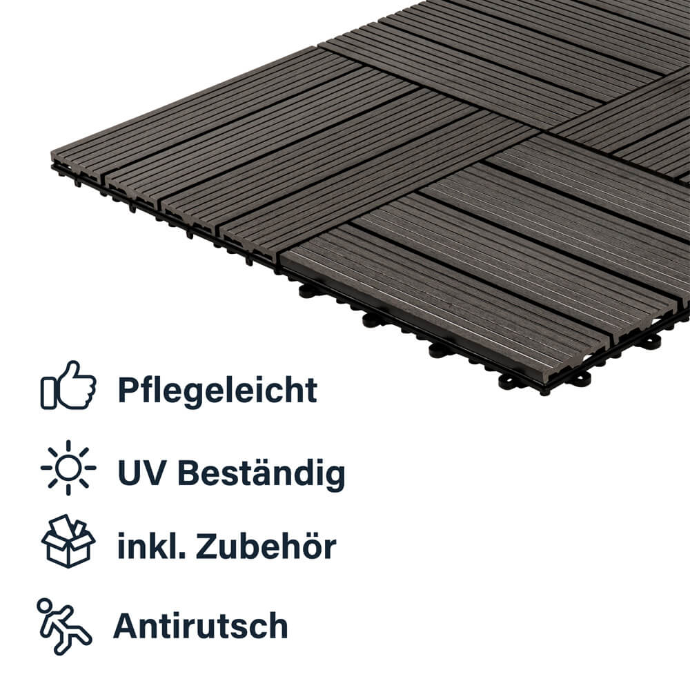 WPC Klickfliesen BAVARO - 3m² Anthrazit
