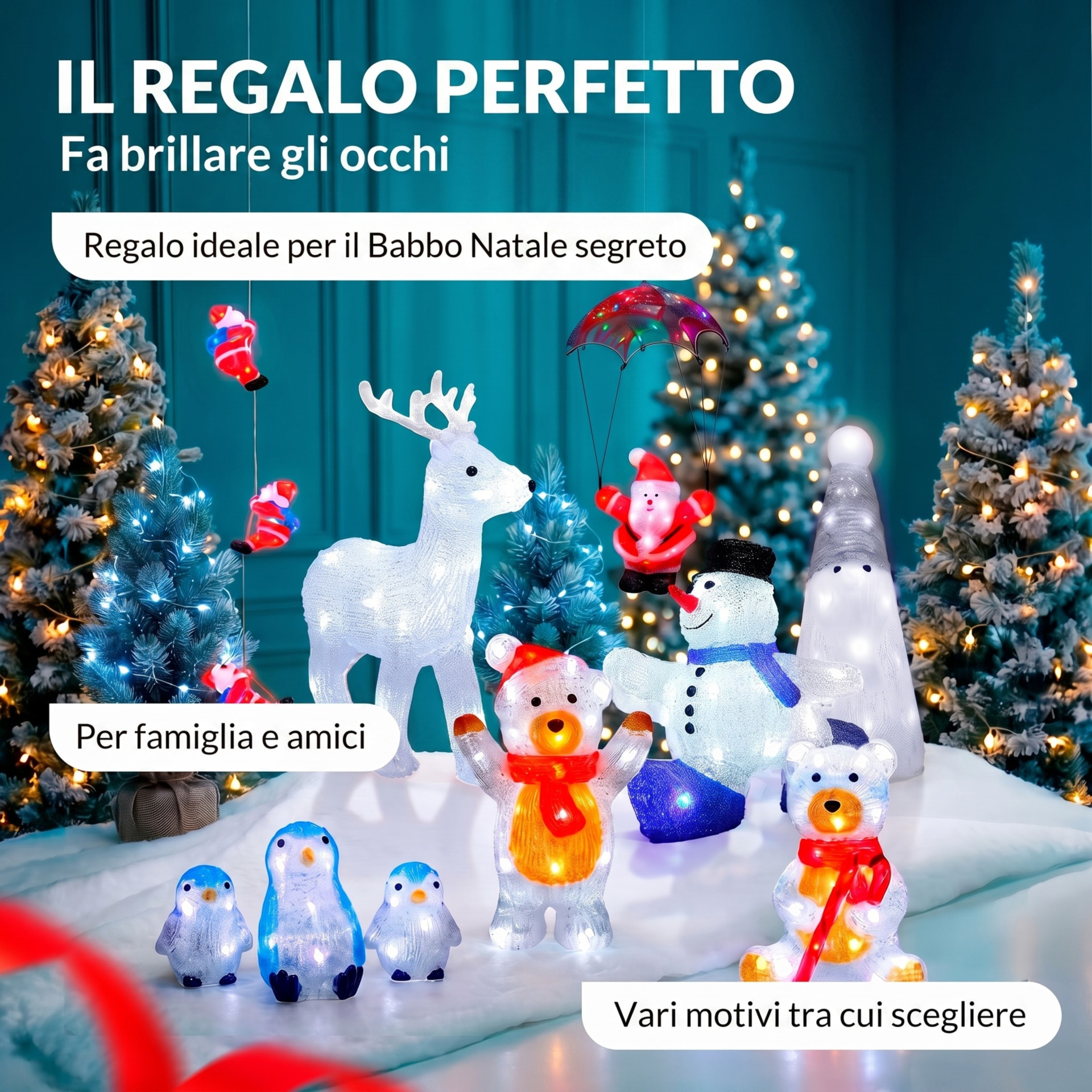 LED Acryl Figur Weihnachten Teddy stehend