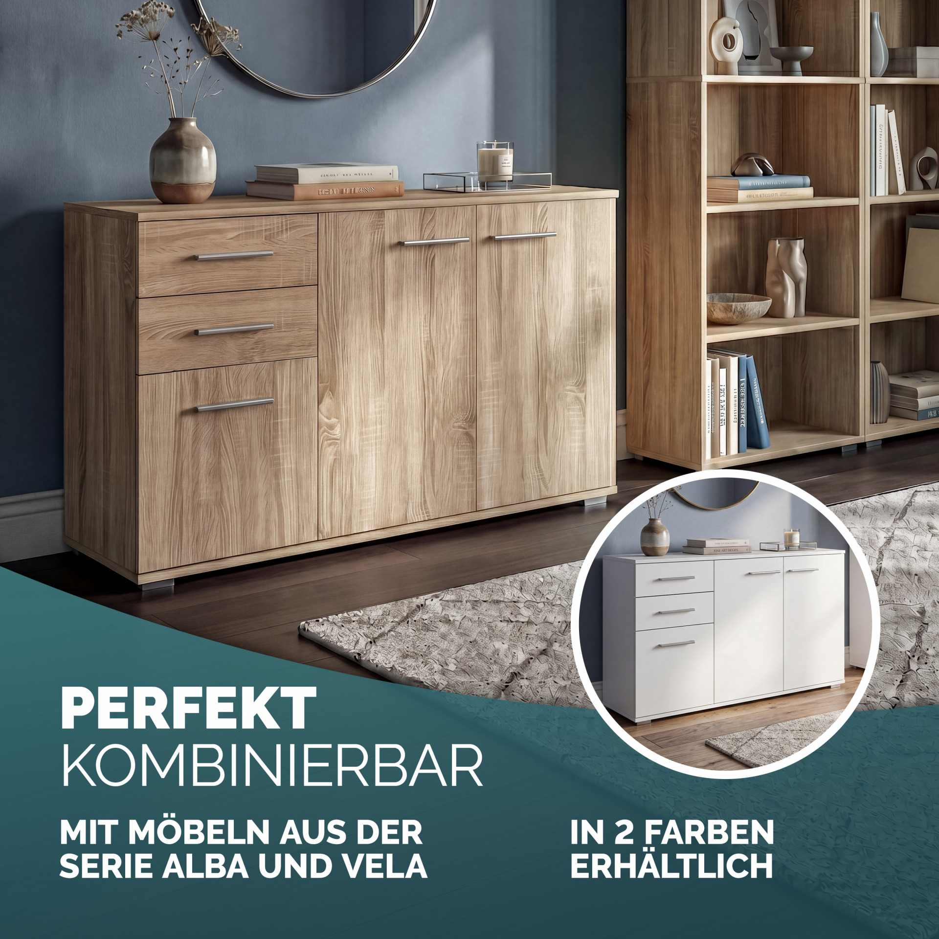 Kommode Alba Eiche 107x75x35cm