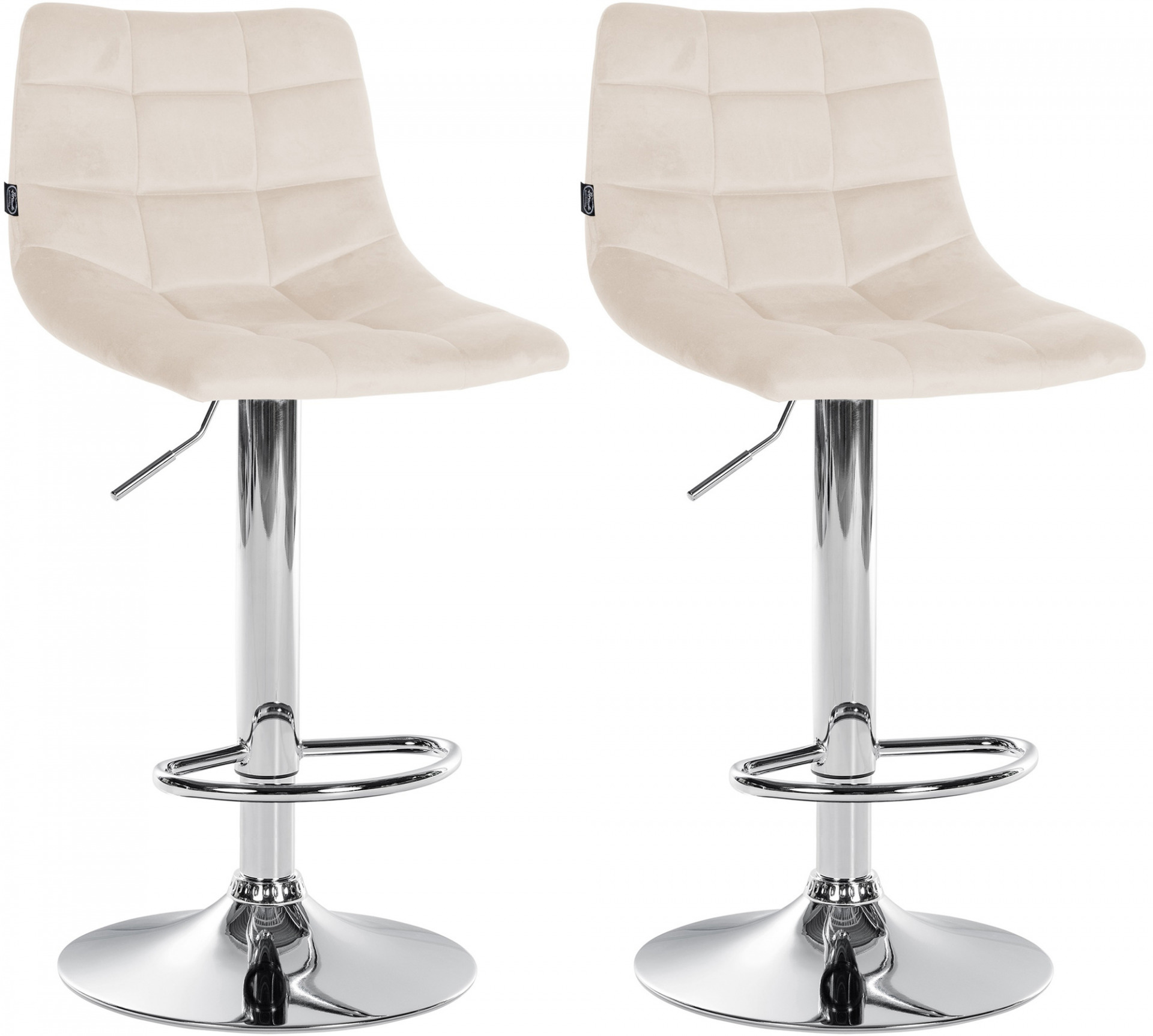 2er Set Barhocker Jerry Samt chrom, creme