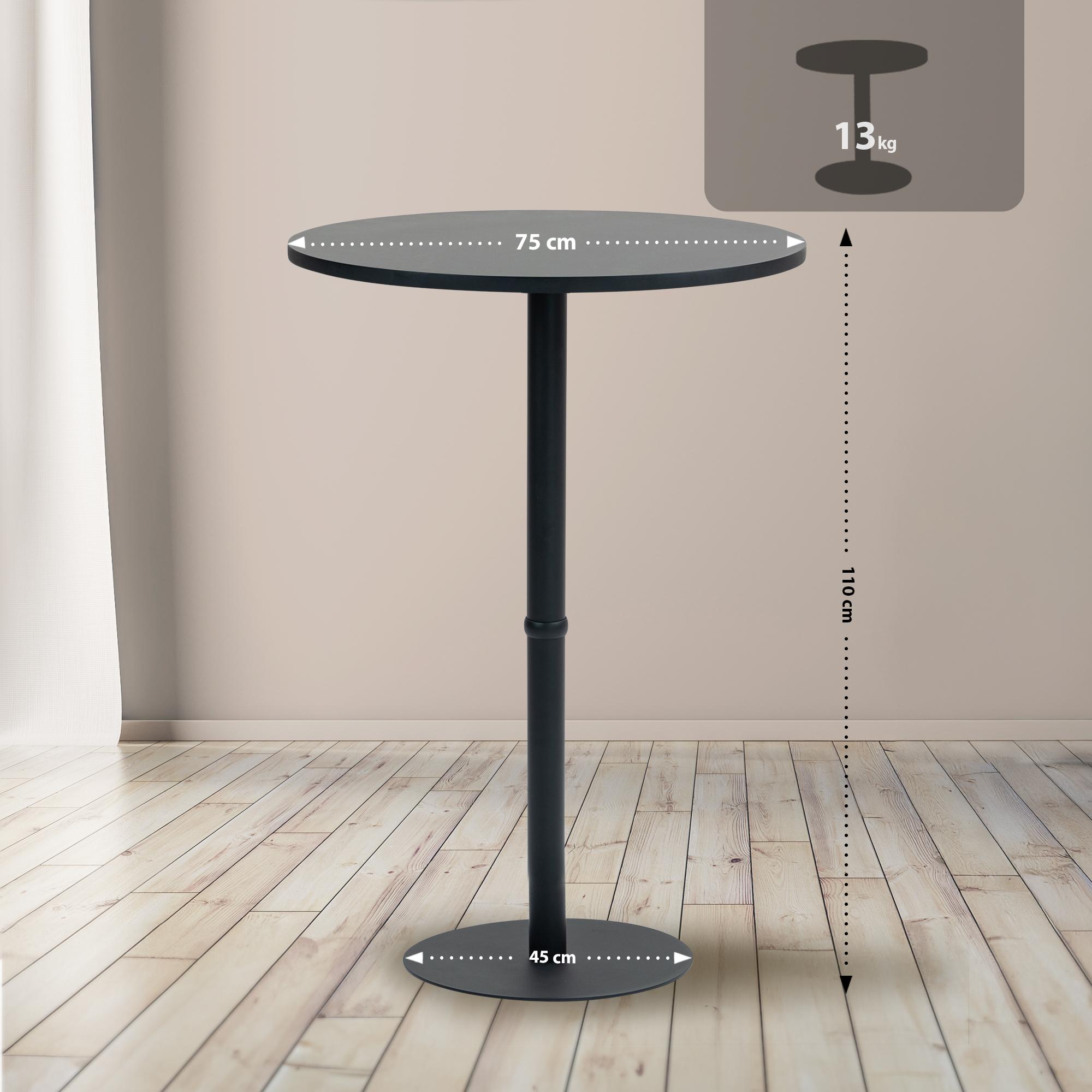 Stehtisch Hereford rund 75 cm, schwarz/schwarz