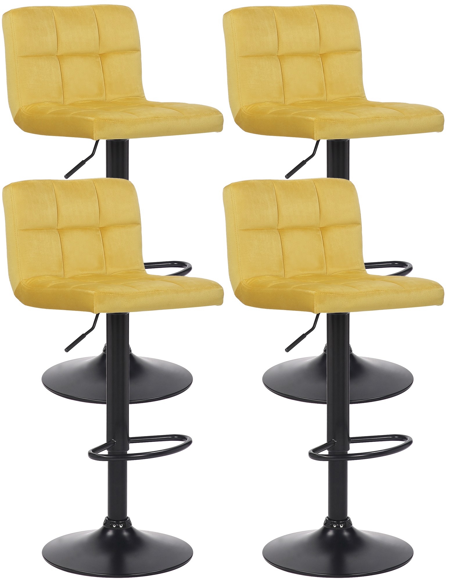 4er Set Barhocker Feni Samt, gelb