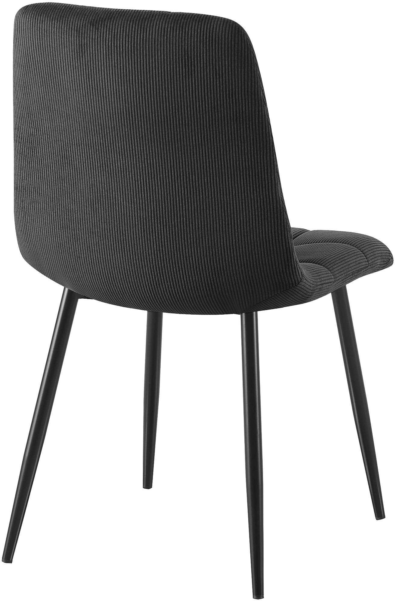 2er Set Esszimmerstuhl Antibes Cord, schwarz