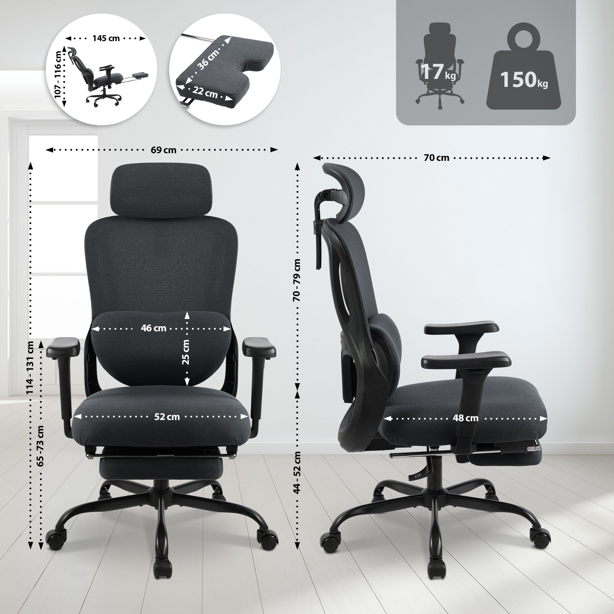 Bürostuhl Leesburg, schwarz/schwarz