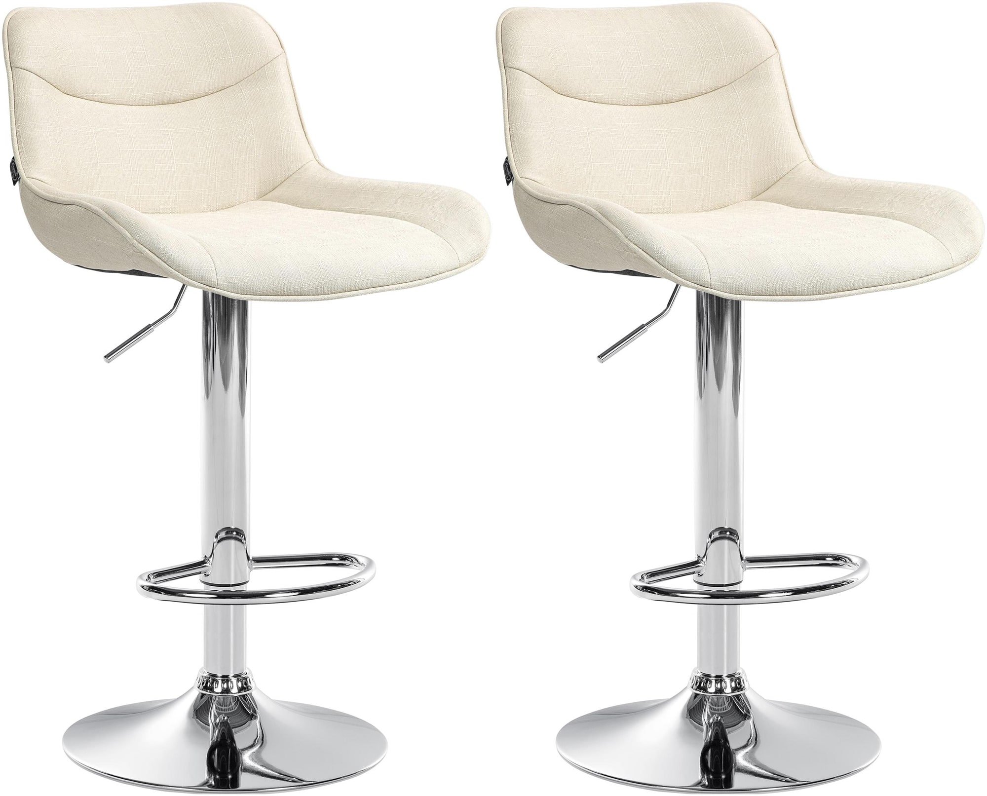 2er Set Barhocker Vonore Stoff chrom, creme