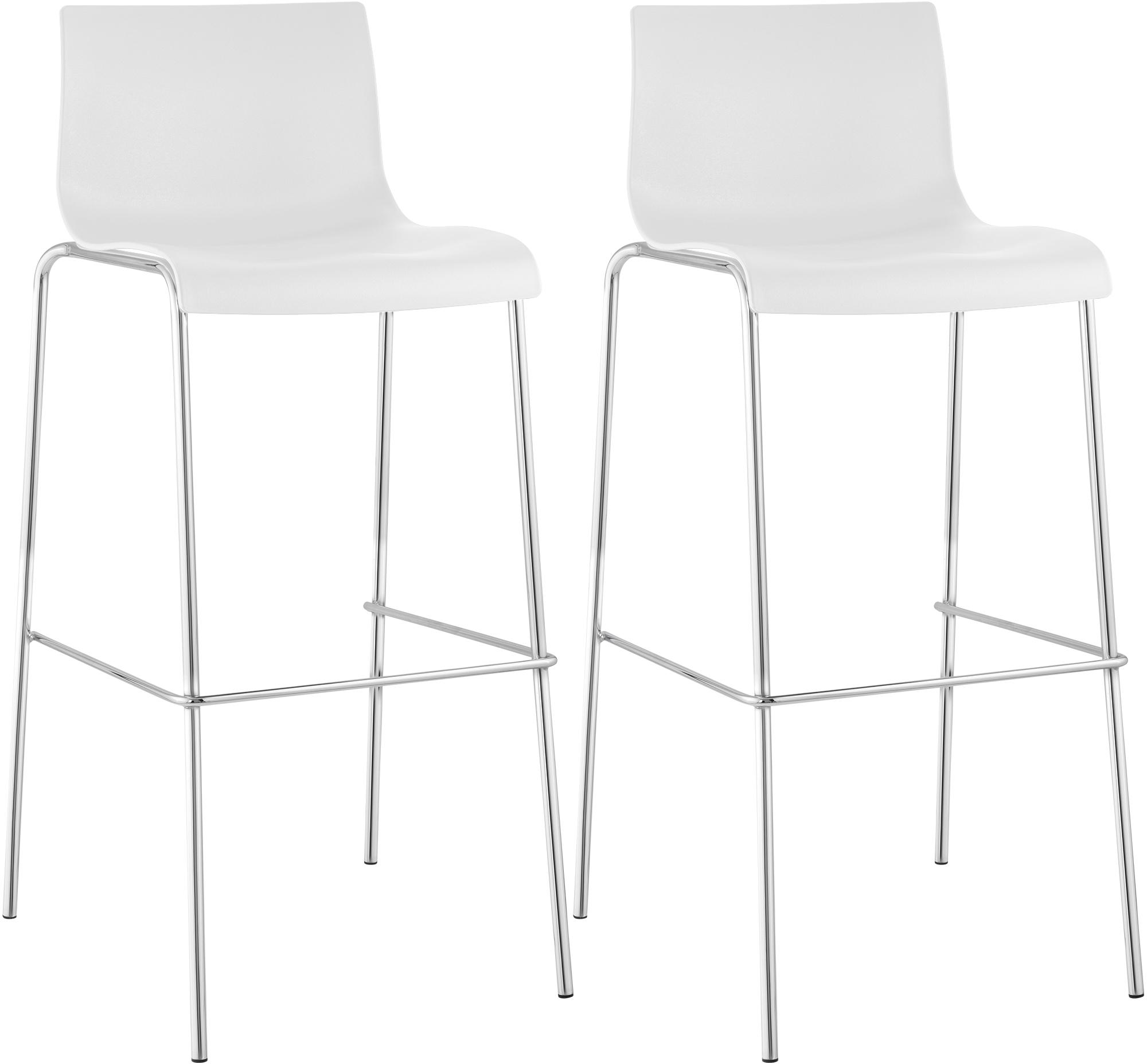 2er Set Barhocker Hoover Kunststoff 4-Fuß Gestell chrom, weiß
