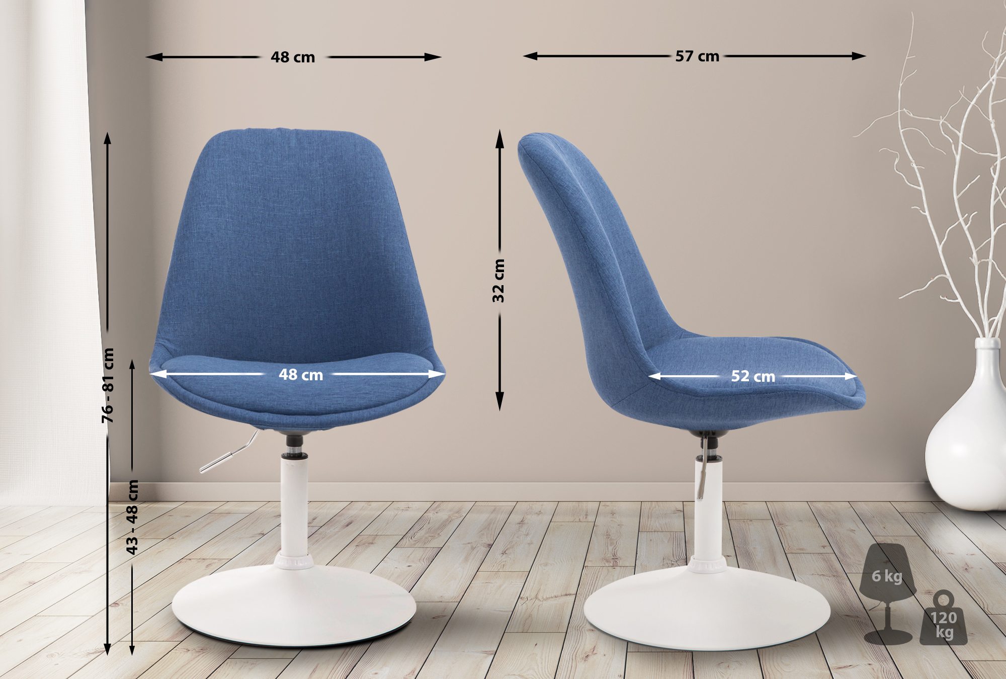 Stuhl Maverick W Stoff, blau