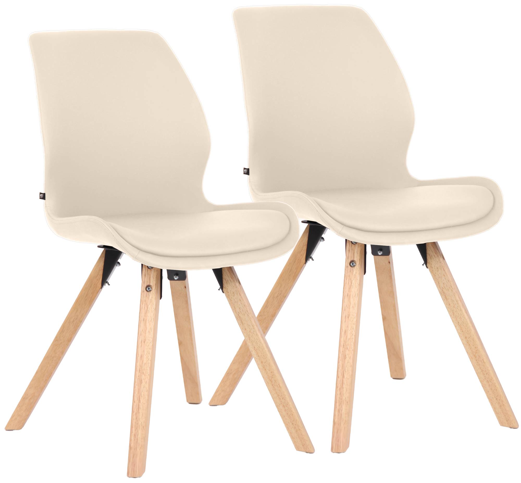 2er Set Stuhl Luna Kunstleder, creme