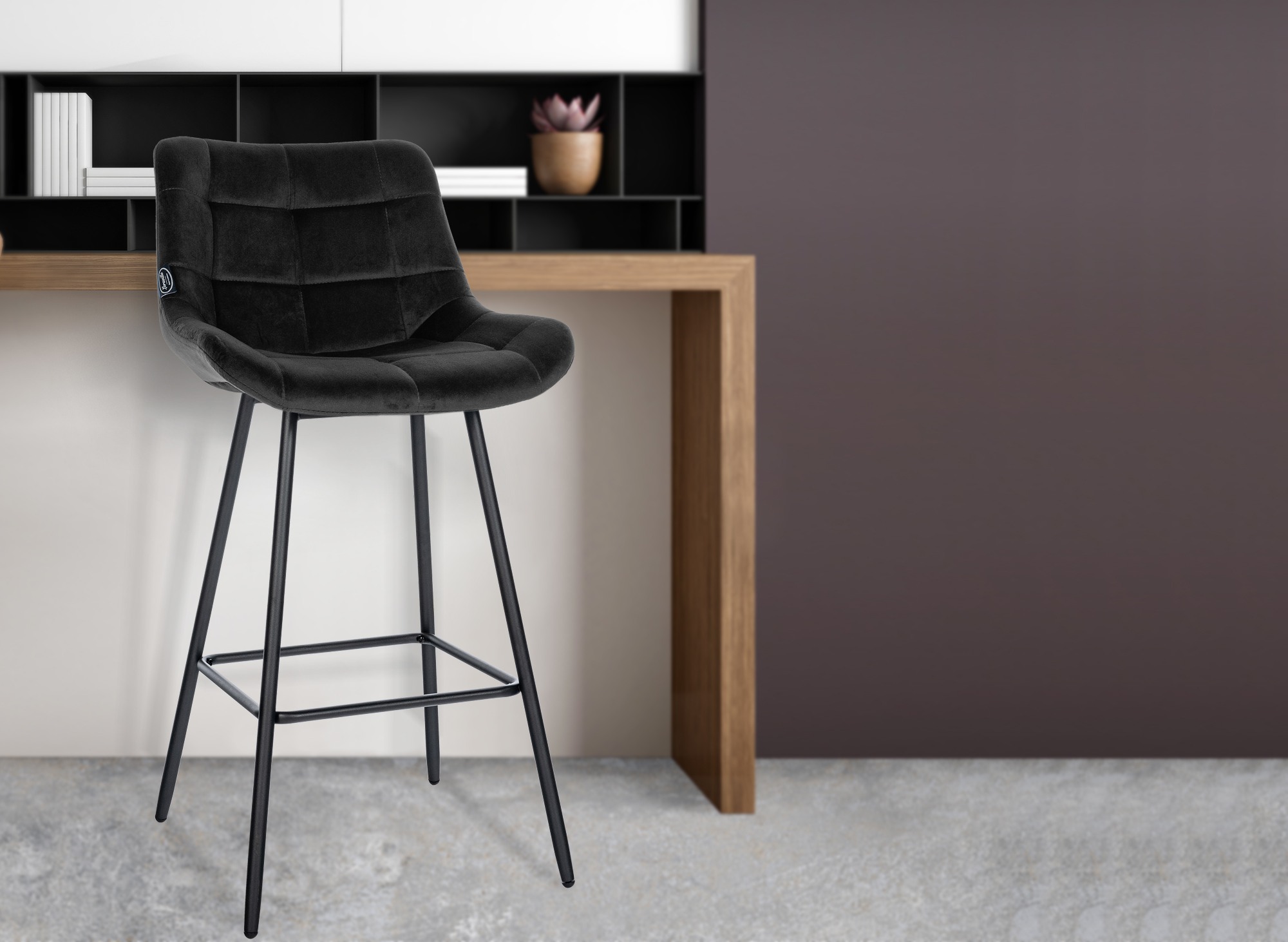 Barhocker Weston Samt, schwarz