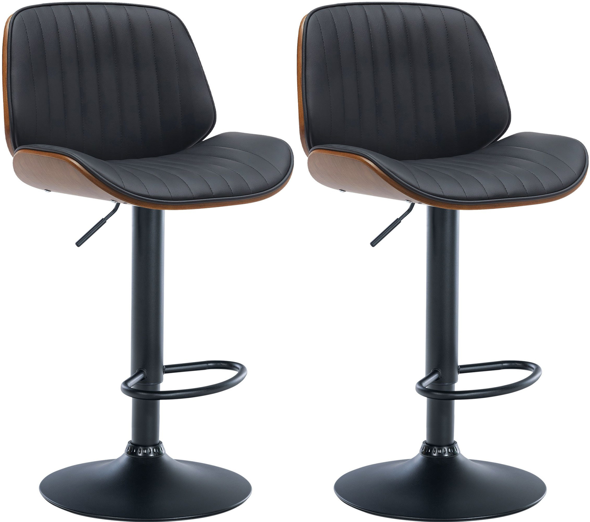 2er Set Barhocker Nova Kunstleder, walnuss/schwarz