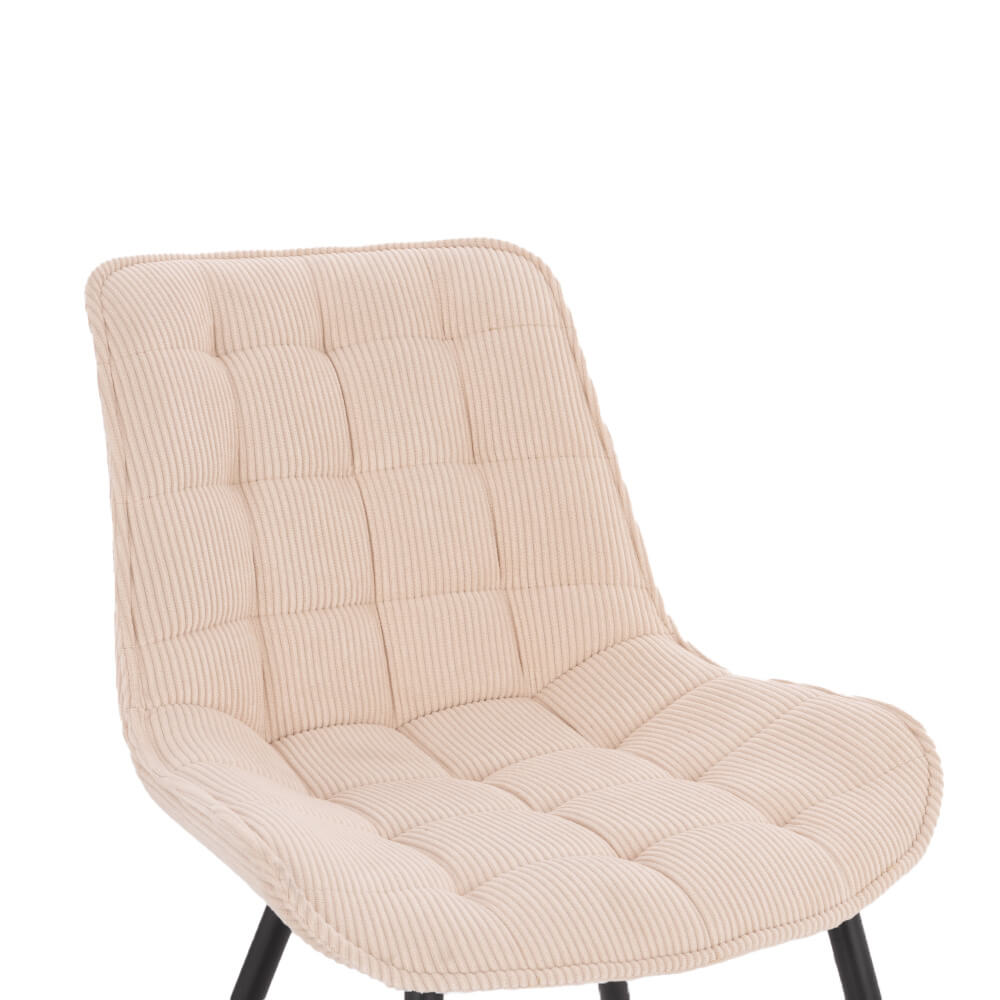 Polsterstuhl Esszimmer Cord IKALO – 4er Set Creme