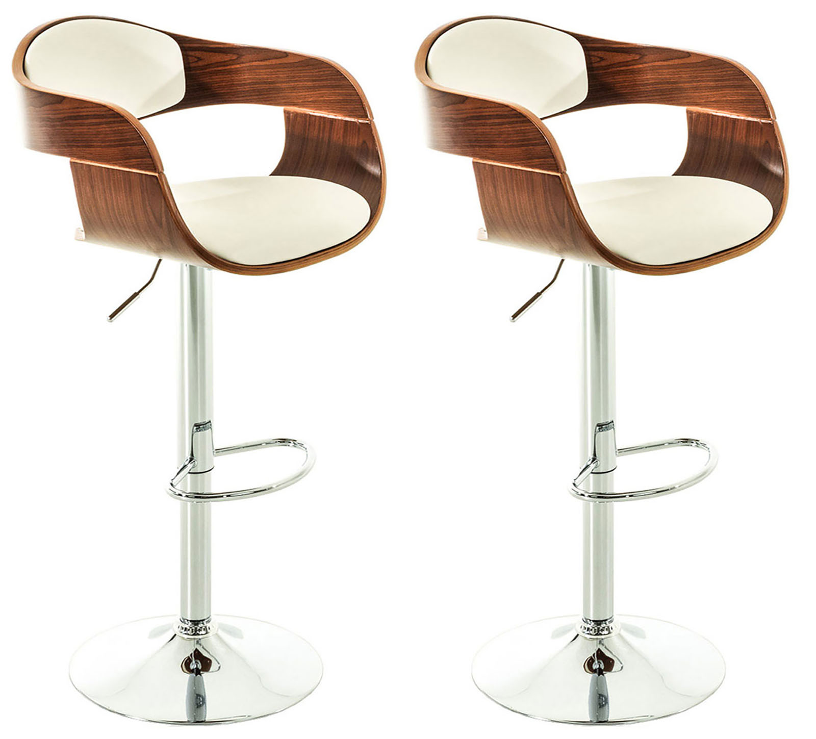 2er Set Barhocker Kingston C Kunstleder, walnuss/weiß