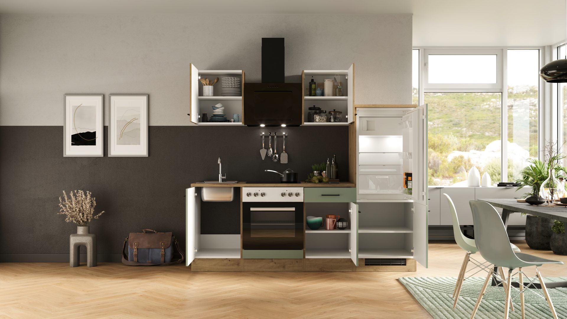 Küchenzeile CARA 220 cm mit E-Geräten